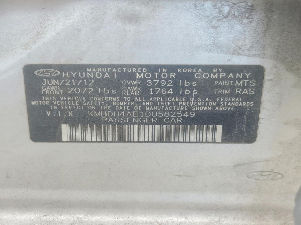 2013 Hyundai Elantra Gls Серебряный vin: KMHDH4AE1DU582549