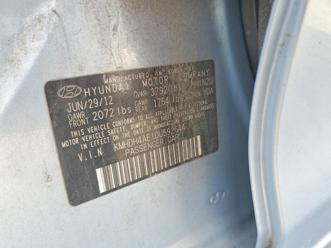 2013 Hyundai Elantra Gls Blue vin: KMHDH4AE1DU592644