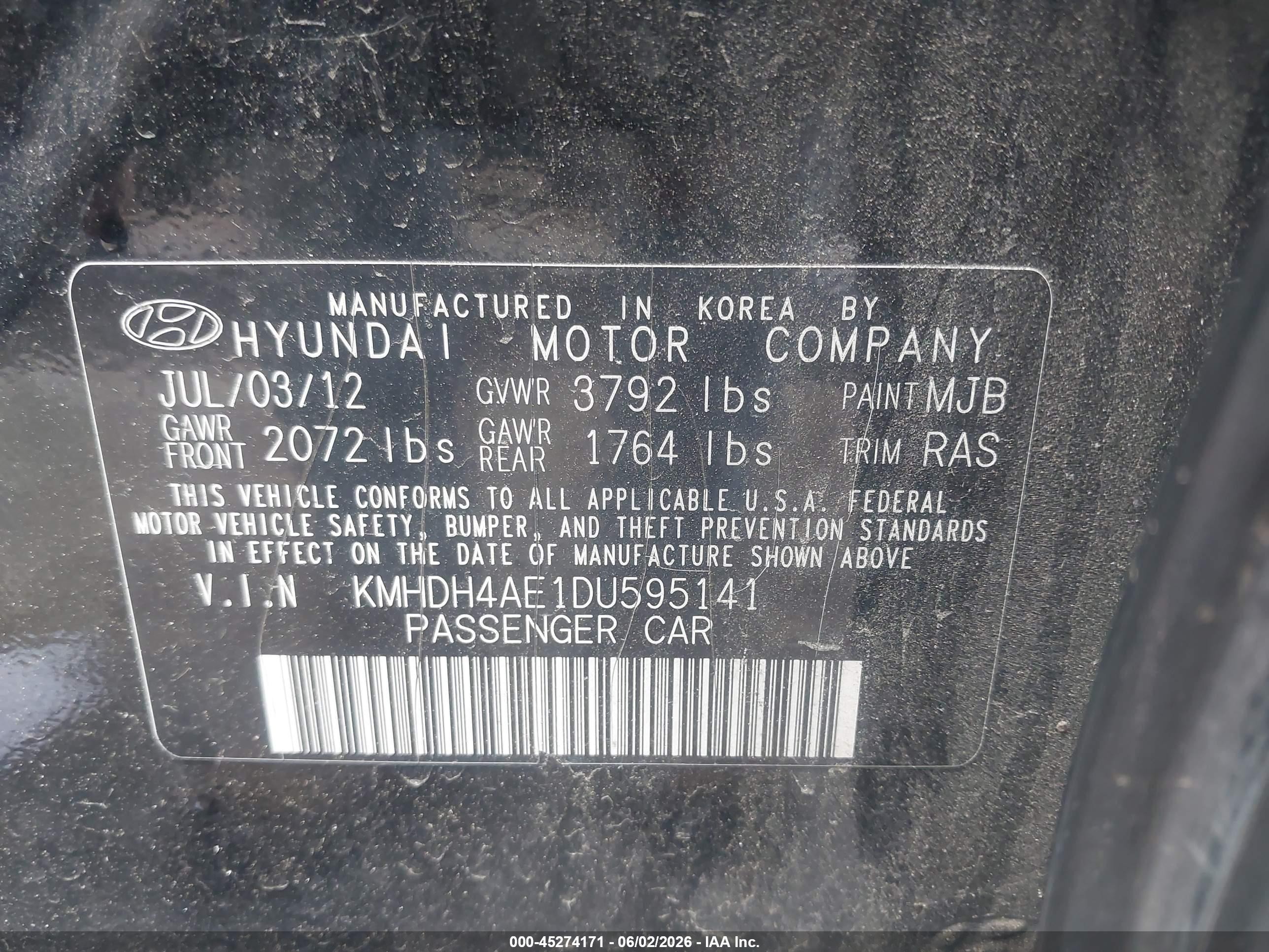 2013 Hyundai Elantra Gls Black vin: KMHDH4AE1DU595141