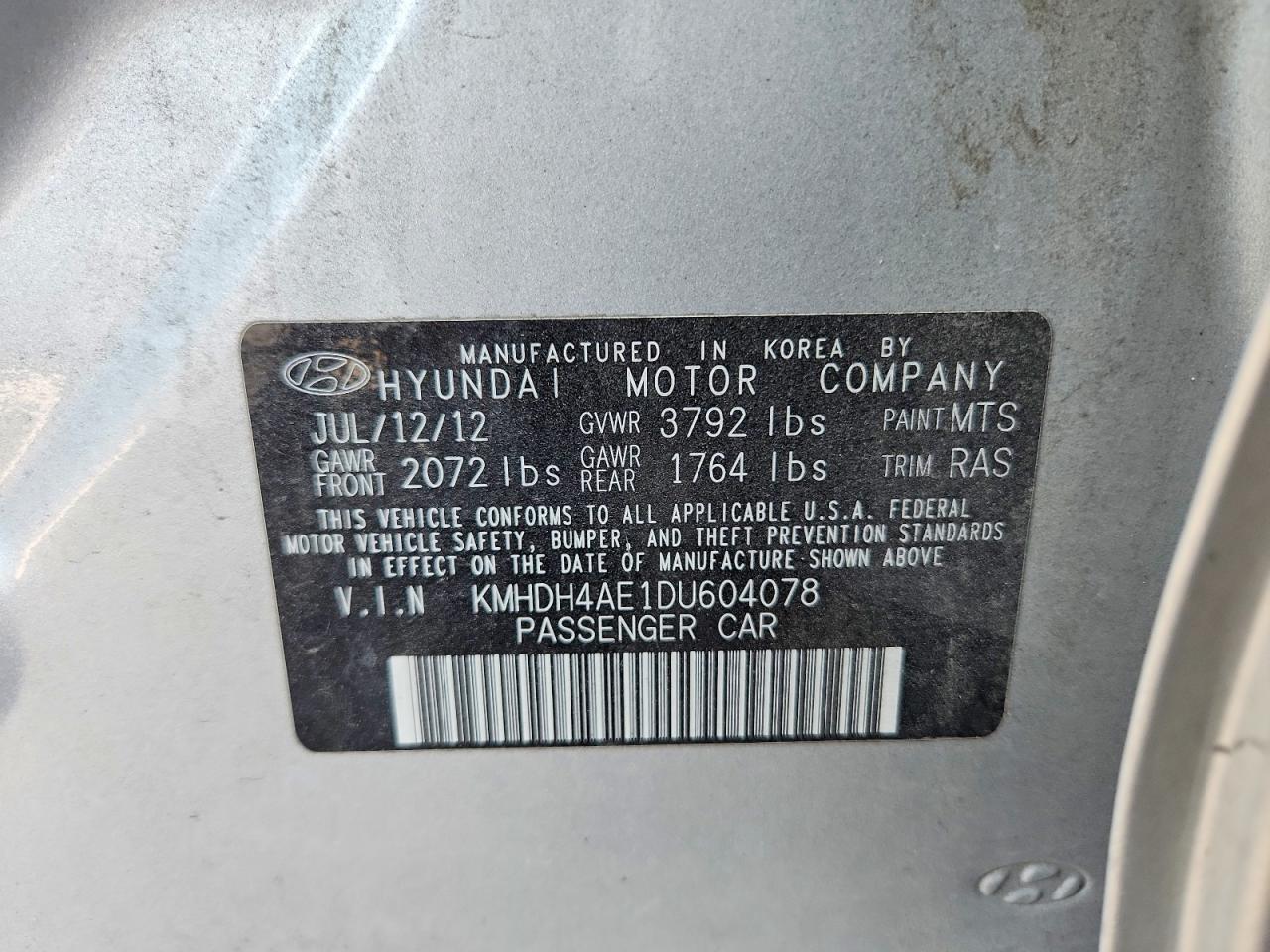 2013 Hyundai Elantra Gls Silver vin: KMHDH4AE1DU604078