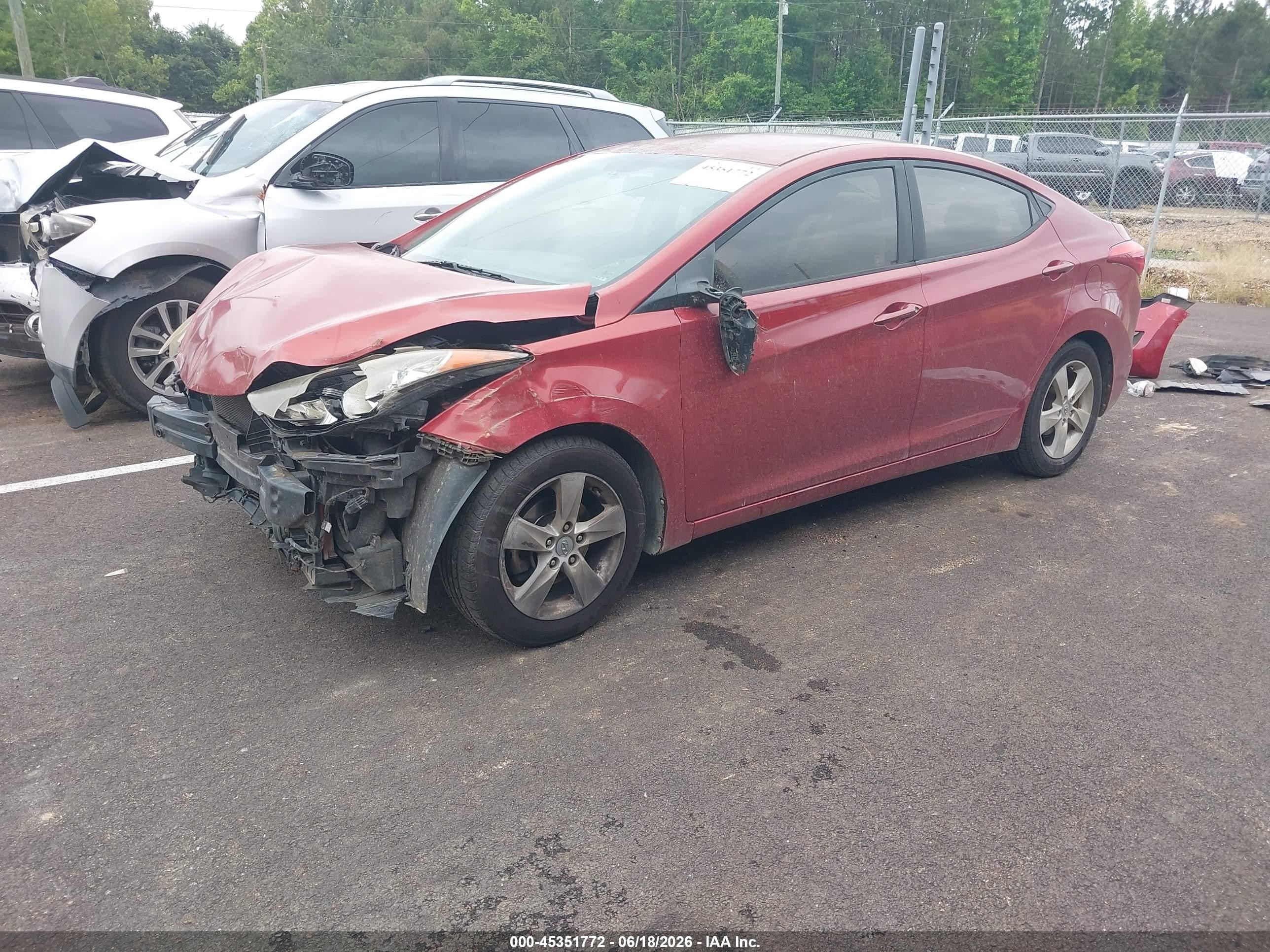 2013 Hyundai Elantra Gls Red vin: KMHDH4AE1DU631782