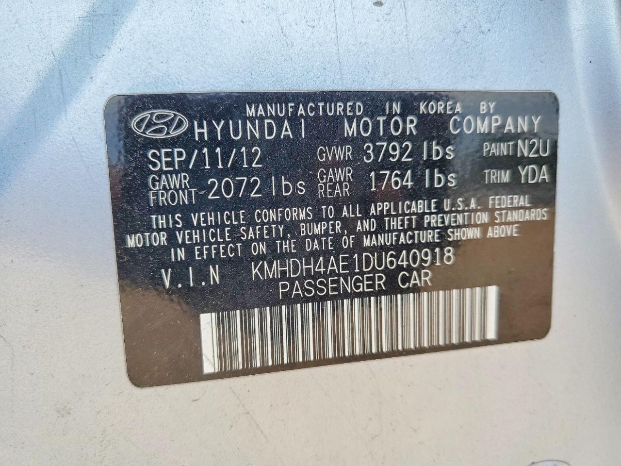 2013 Hyundai Elantra Gls Blue vin: KMHDH4AE1DU640918