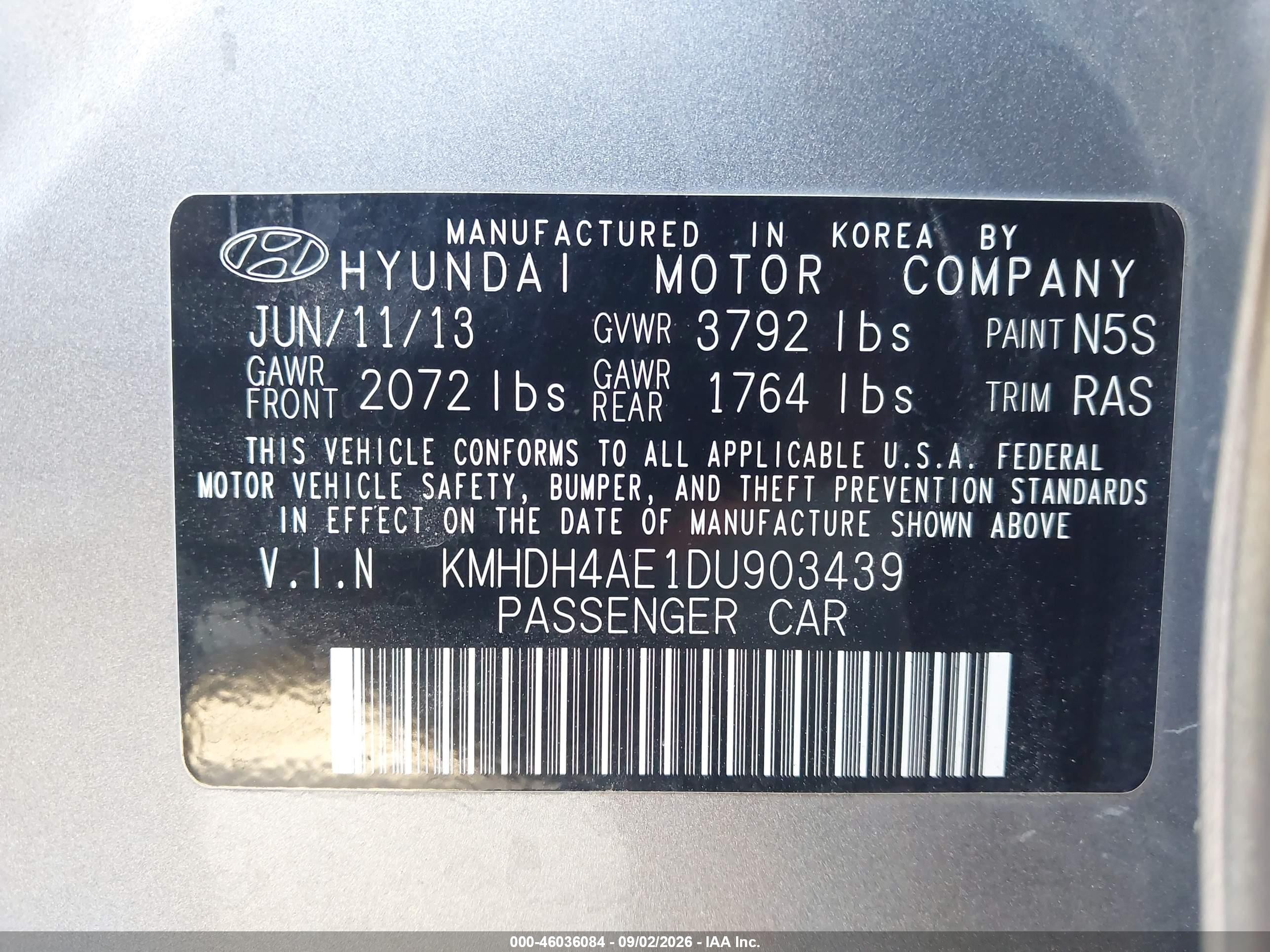 2013 Hyundai Elantra Gls Gray vin: KMHDH4AE1DU903439