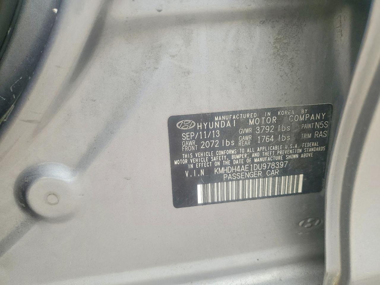 2013 Hyundai Elantra Gls Silver vin: KMHDH4AE1DU978397