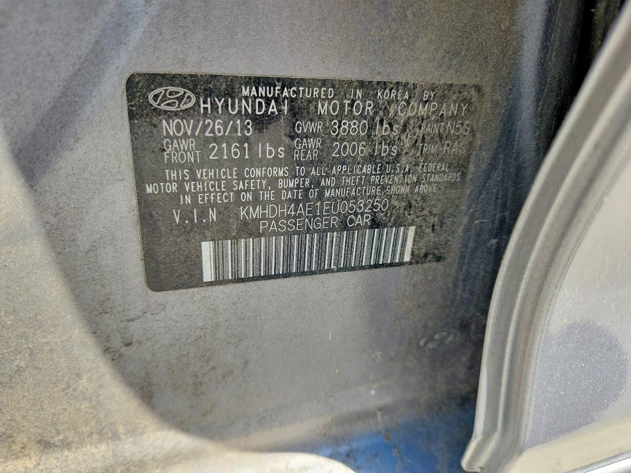 2014 Hyundai Elantra Se Silver vin: KMHDH4AE1EU053250