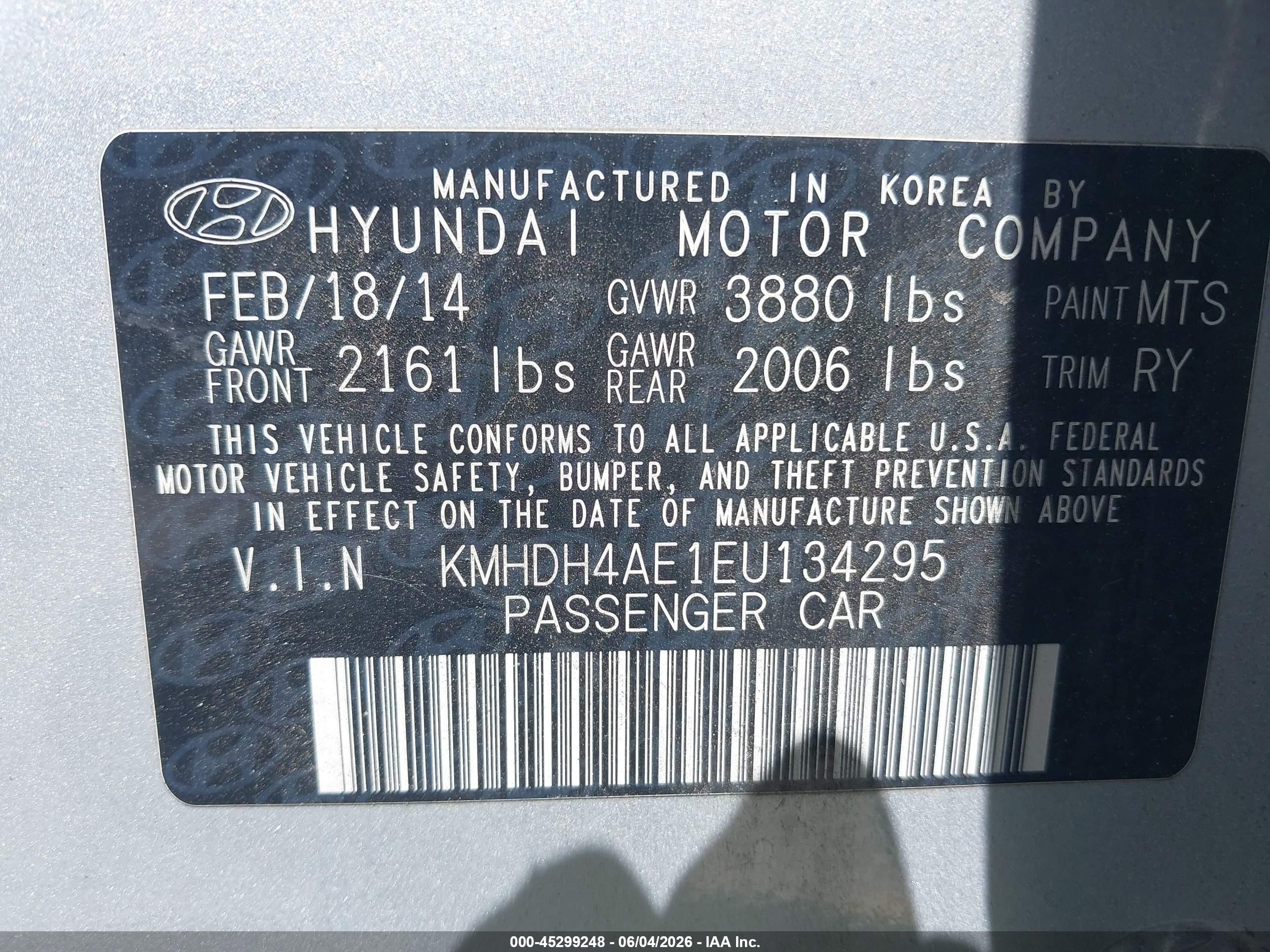 2014 Hyundai Elantra Limited Серый vin: KMHDH4AE1EU134295
