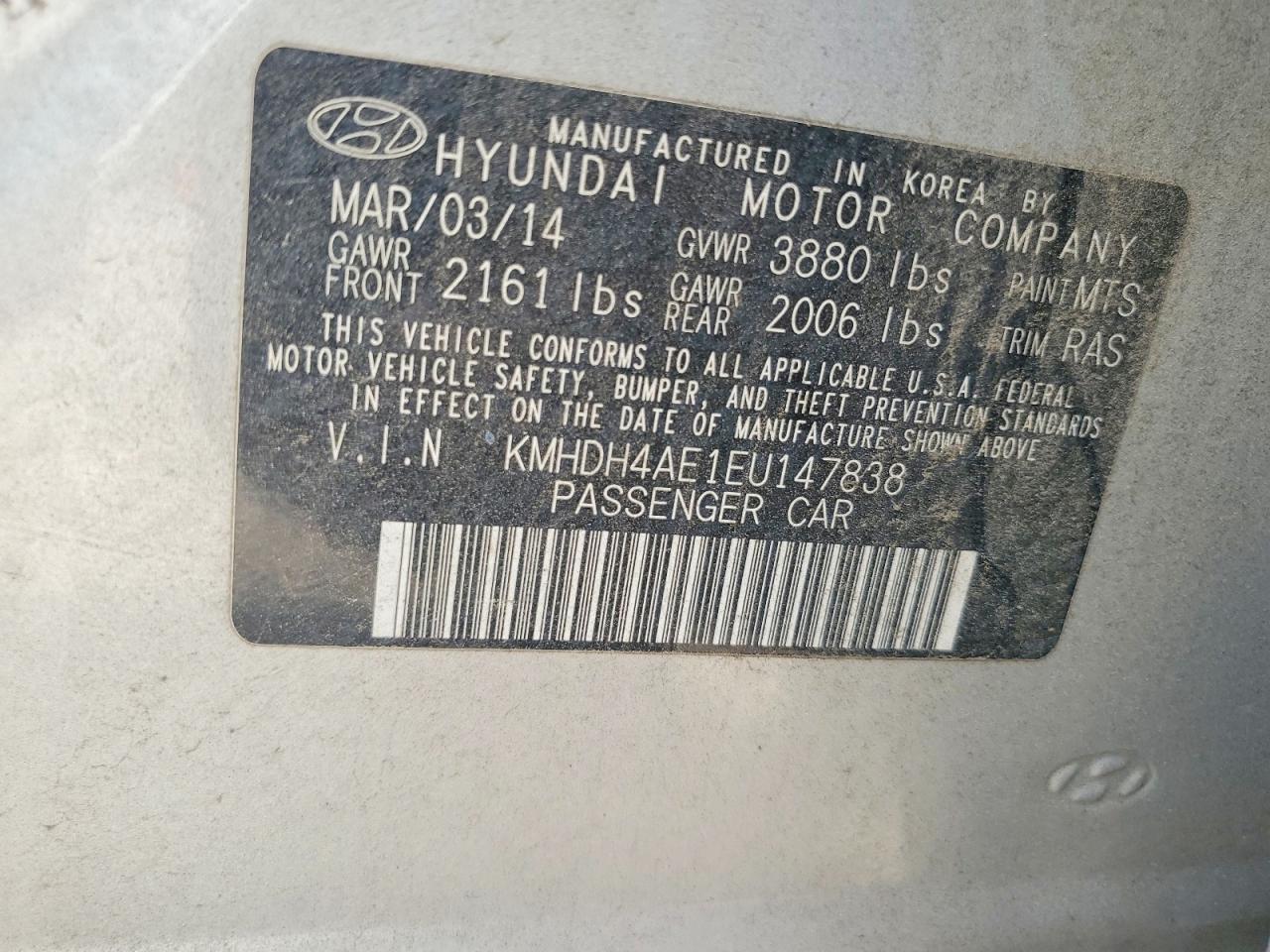 2014 Hyundai Elantra Se Серебряный vin: KMHDH4AE1EU147838