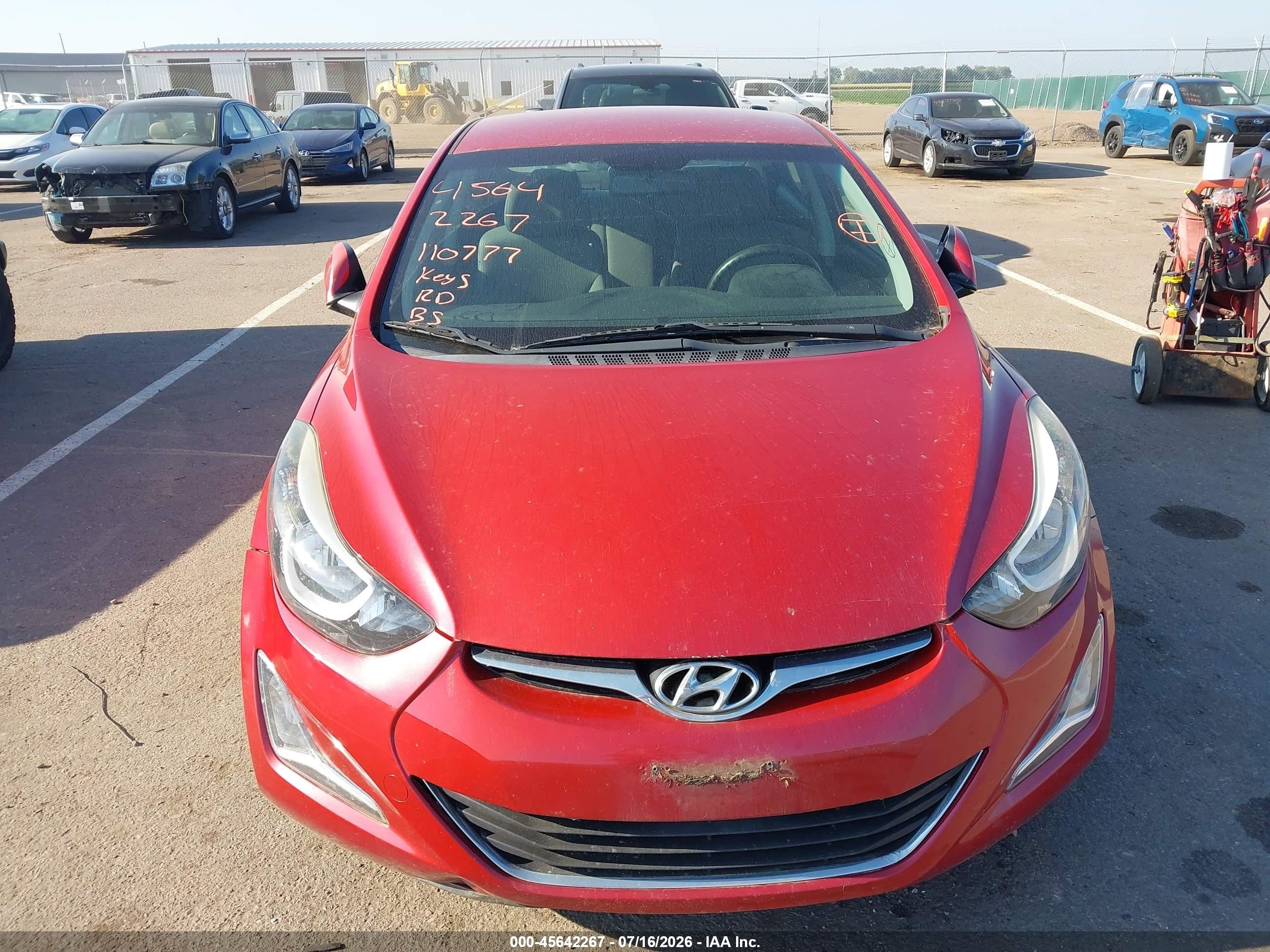 2014 Hyundai Elantra Se Red vin: KMHDH4AE1EU190382