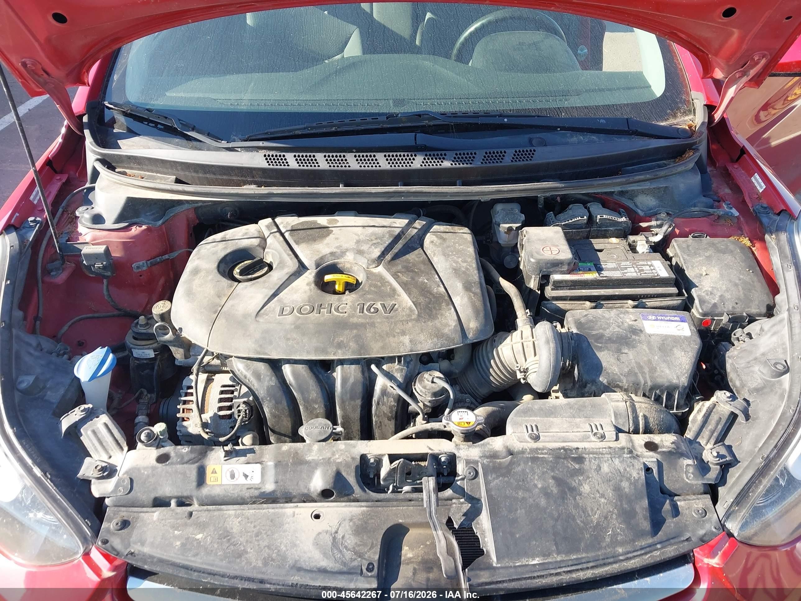 2014 Hyundai Elantra Se Red vin: KMHDH4AE1EU190382