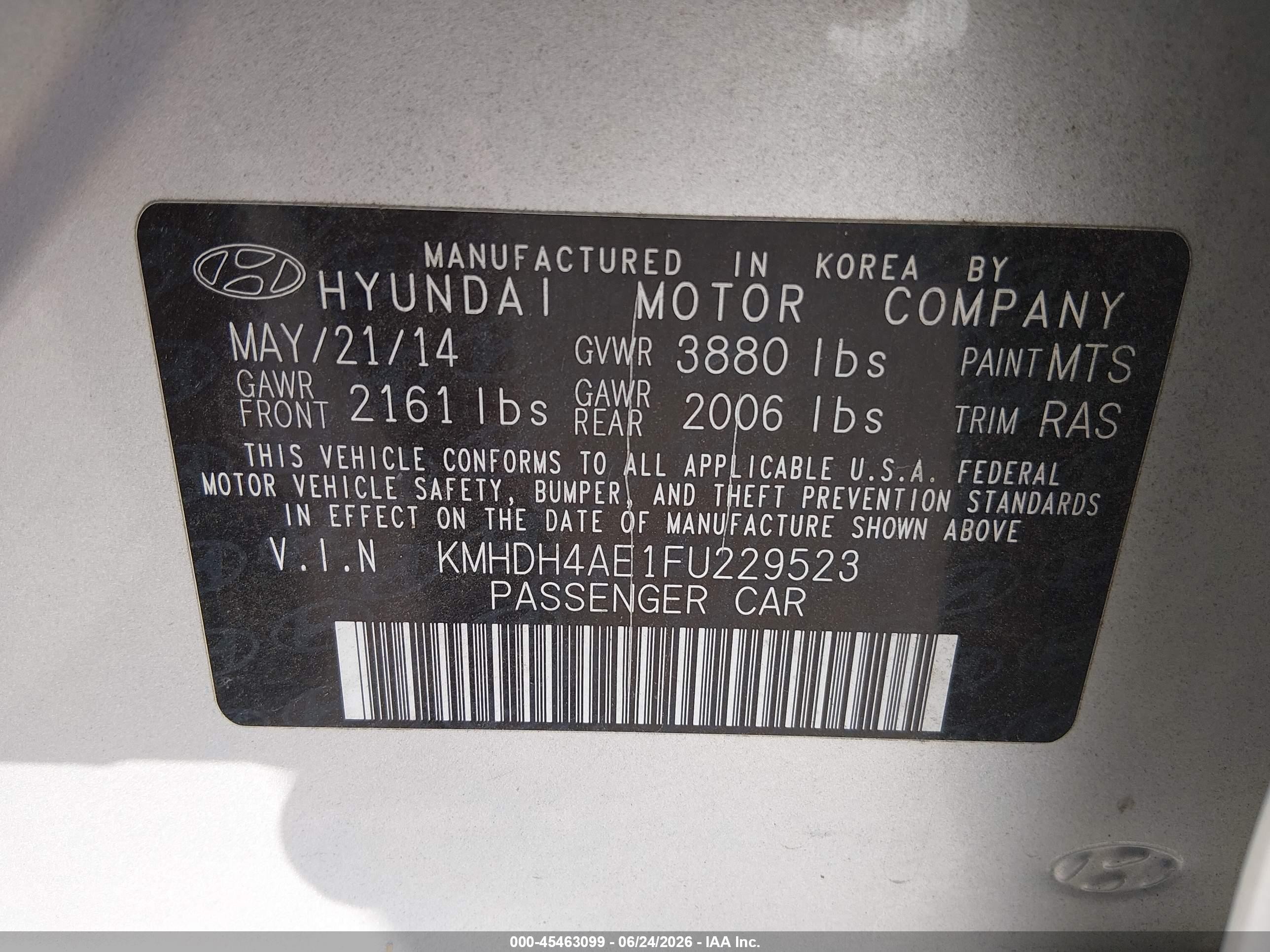 2015 Hyundai Elantra Se Silver vin: KMHDH4AE1FU229523
