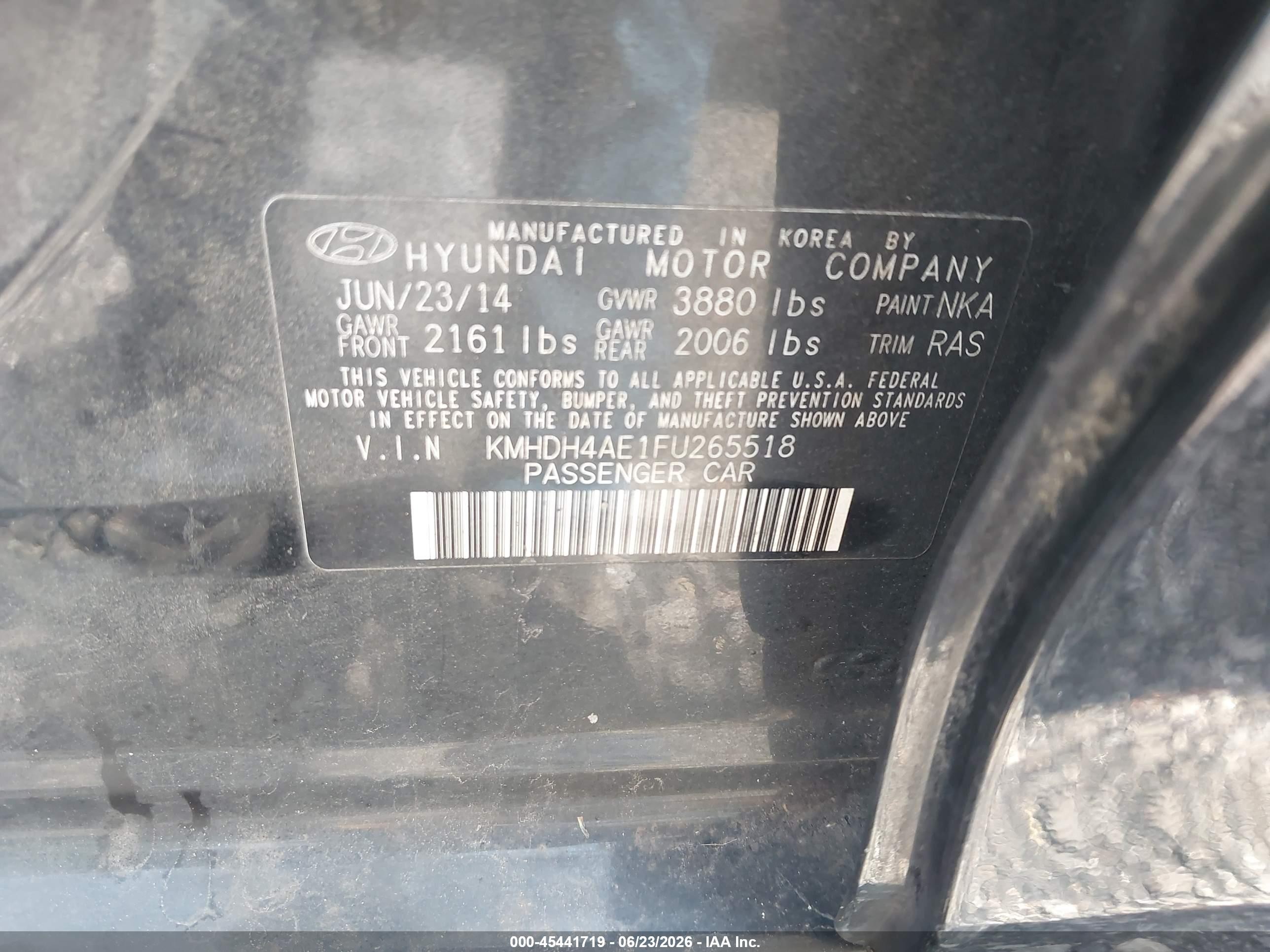 2015 Hyundai Elantra Se Black vin: KMHDH4AE1FU265518