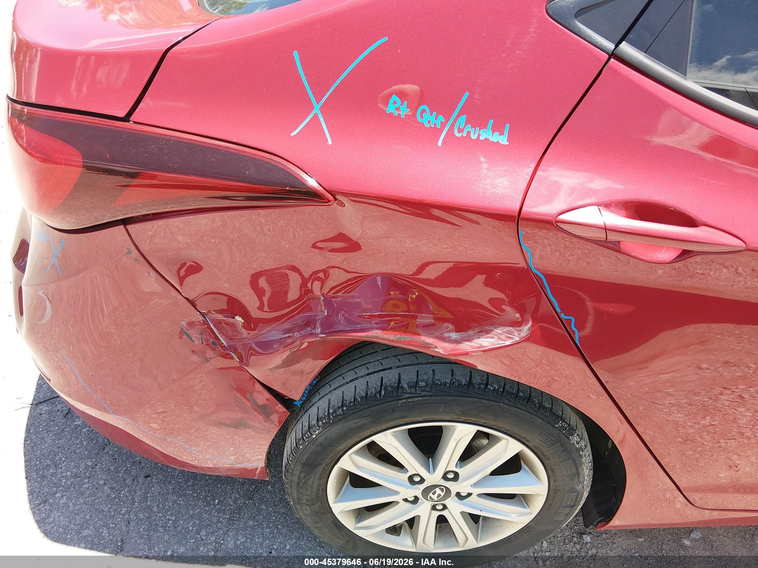 2015 Hyundai Elantra Se Red vin: KMHDH4AE1FU381592