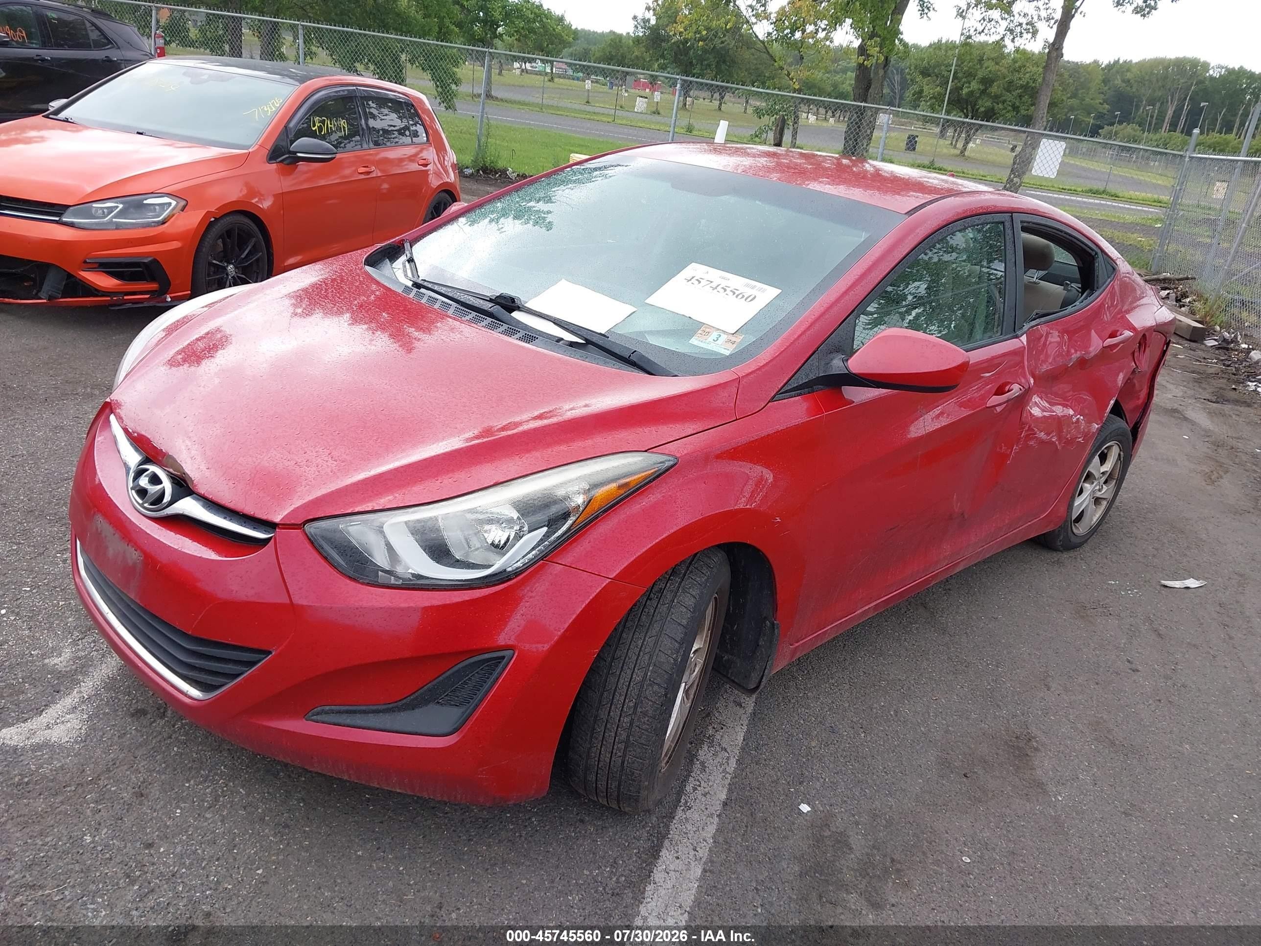 2015 Hyundai Elantra Se Red vin: KMHDH4AE1FU442875