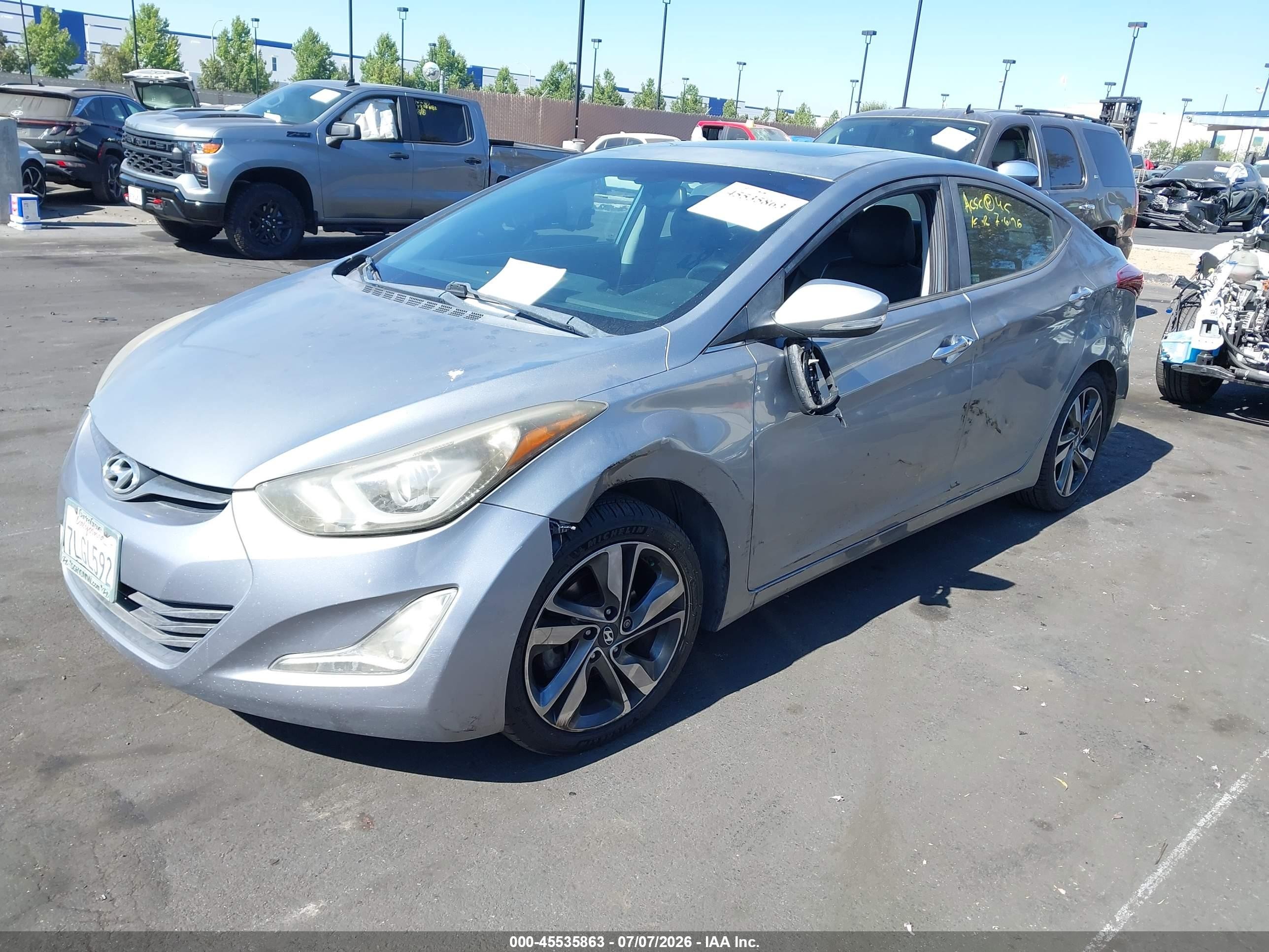 2015 Hyundai Elantra Limited Gray vin: KMHDH4AE1FU452550