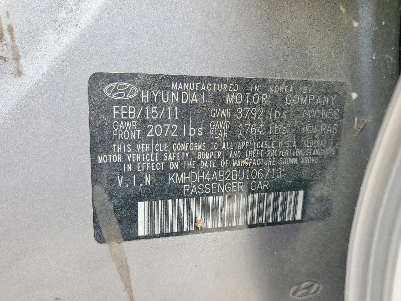 2011 Hyundai Elantra Gls Silver vin: KMHDH4AE2BU106713