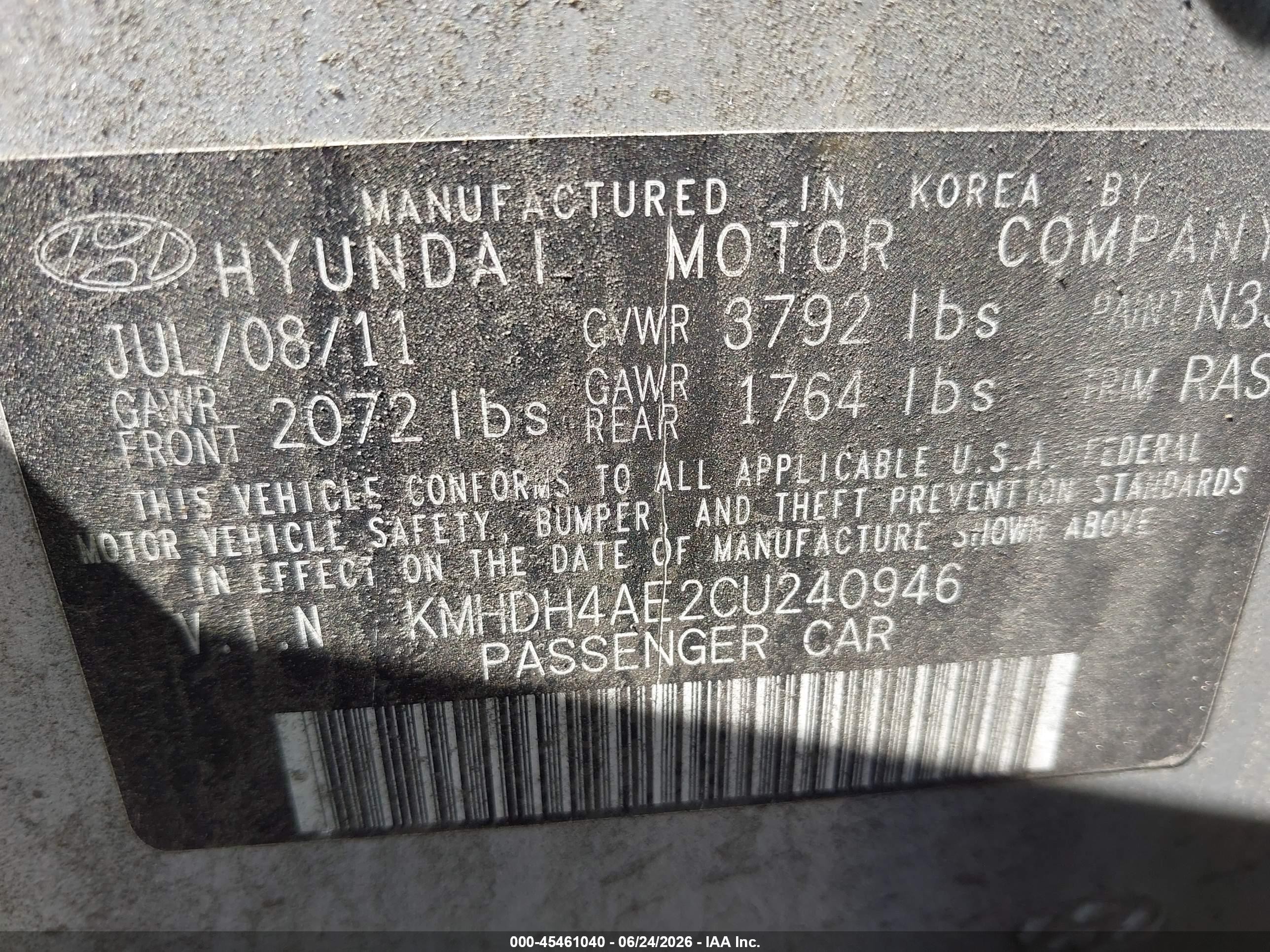 2012 Hyundai Elantra Limited (ulsan Plant) Silver vin: KMHDH4AE2CU240946