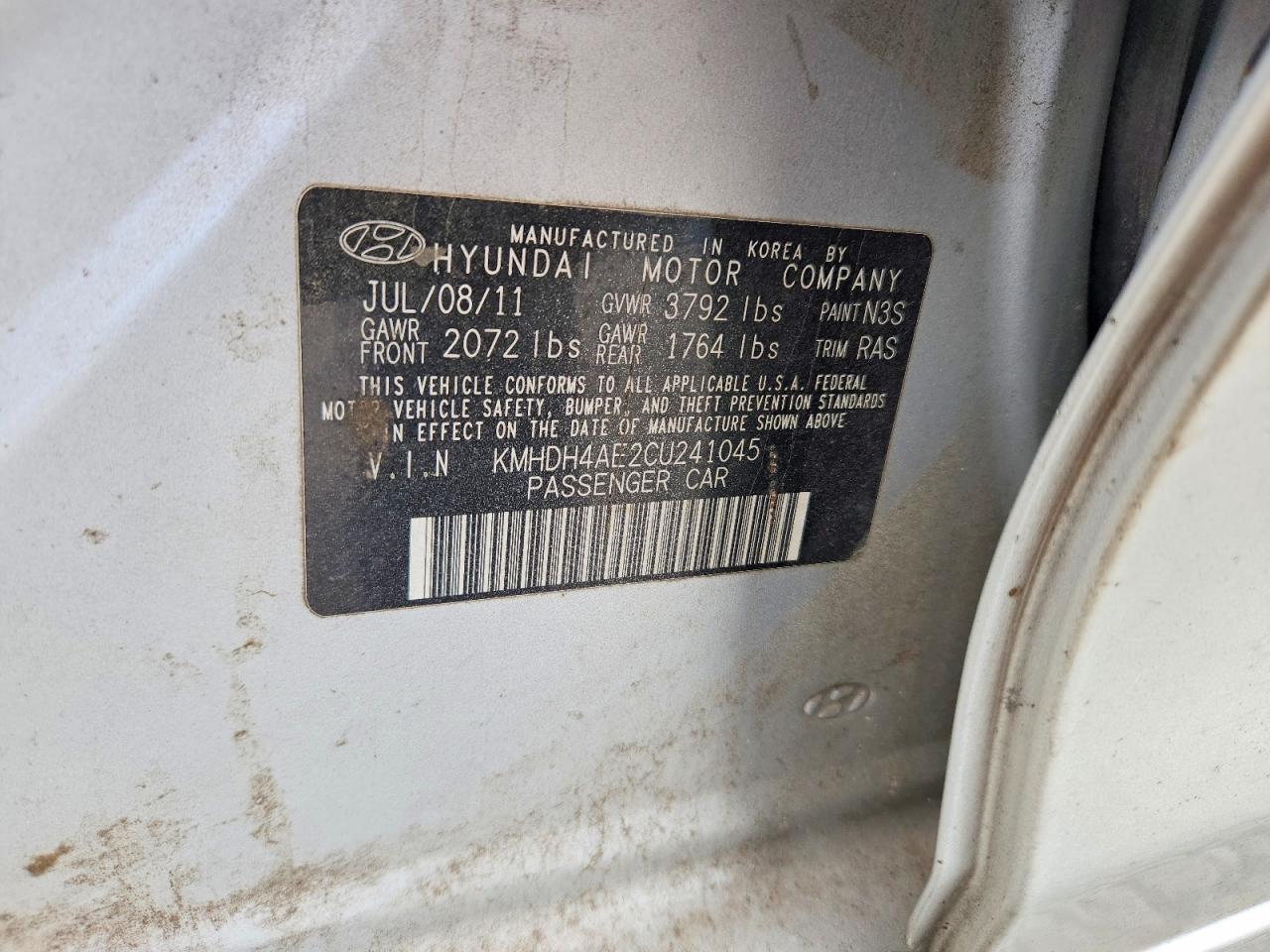 2012 Hyundai Elantra Gls Silver vin: KMHDH4AE2CU241045
