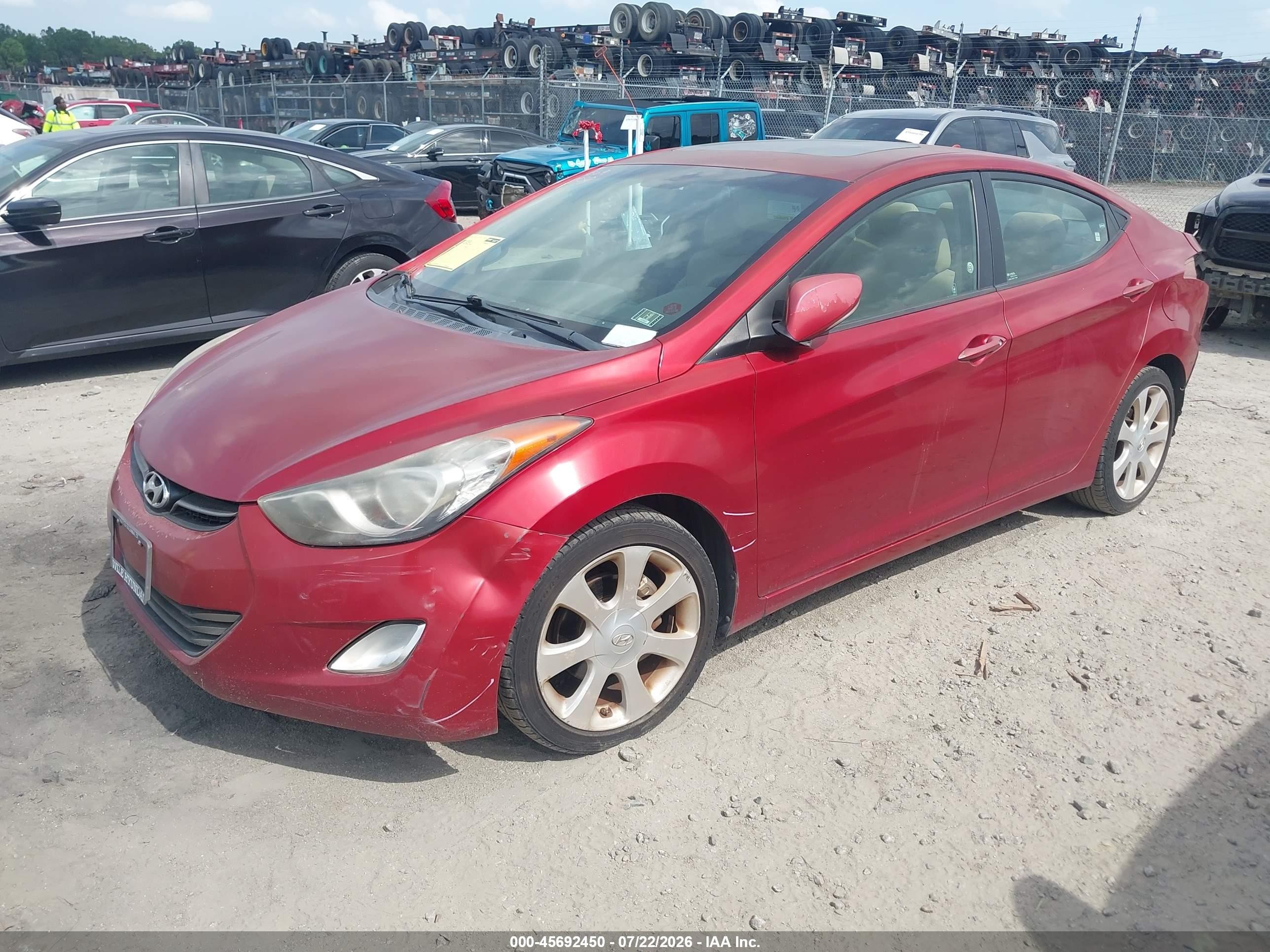 2012 Hyundai Elantra Limited (ulsan Plant) Красный vin: KMHDH4AE2CU243328