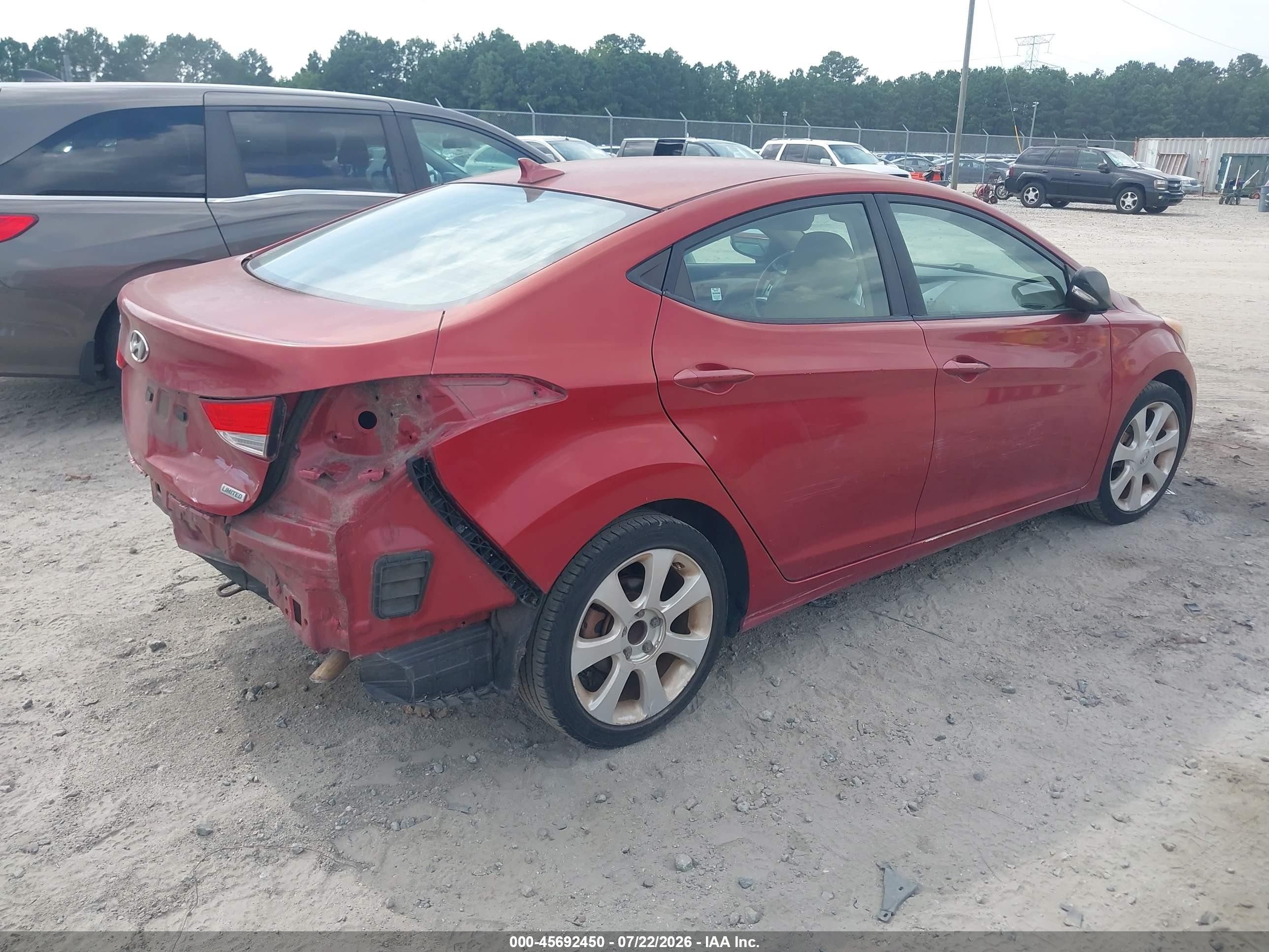 2012 Hyundai Elantra Limited (ulsan Plant) Красный vin: KMHDH4AE2CU243328