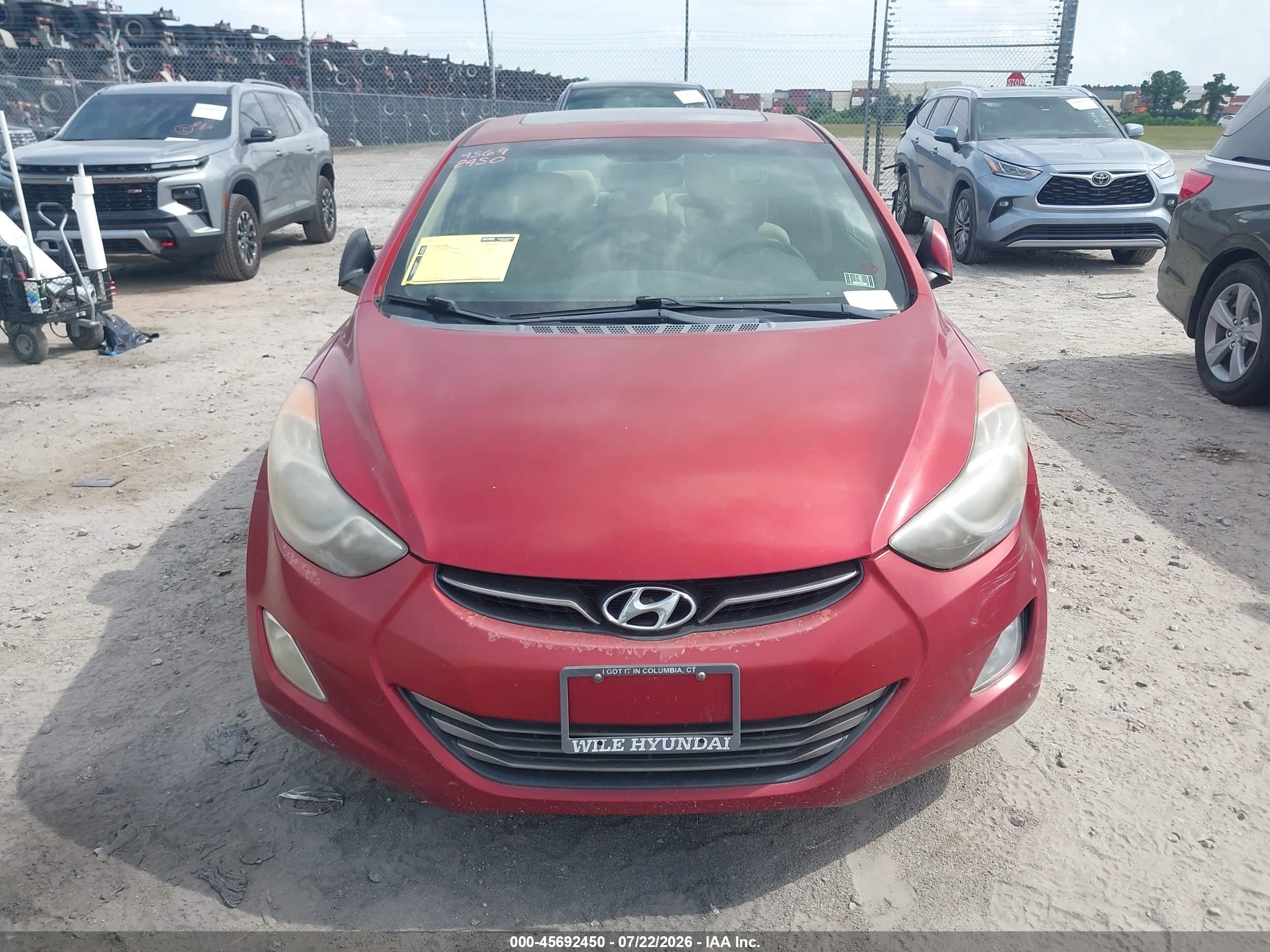 2012 Hyundai Elantra Limited (ulsan Plant) Красный vin: KMHDH4AE2CU243328