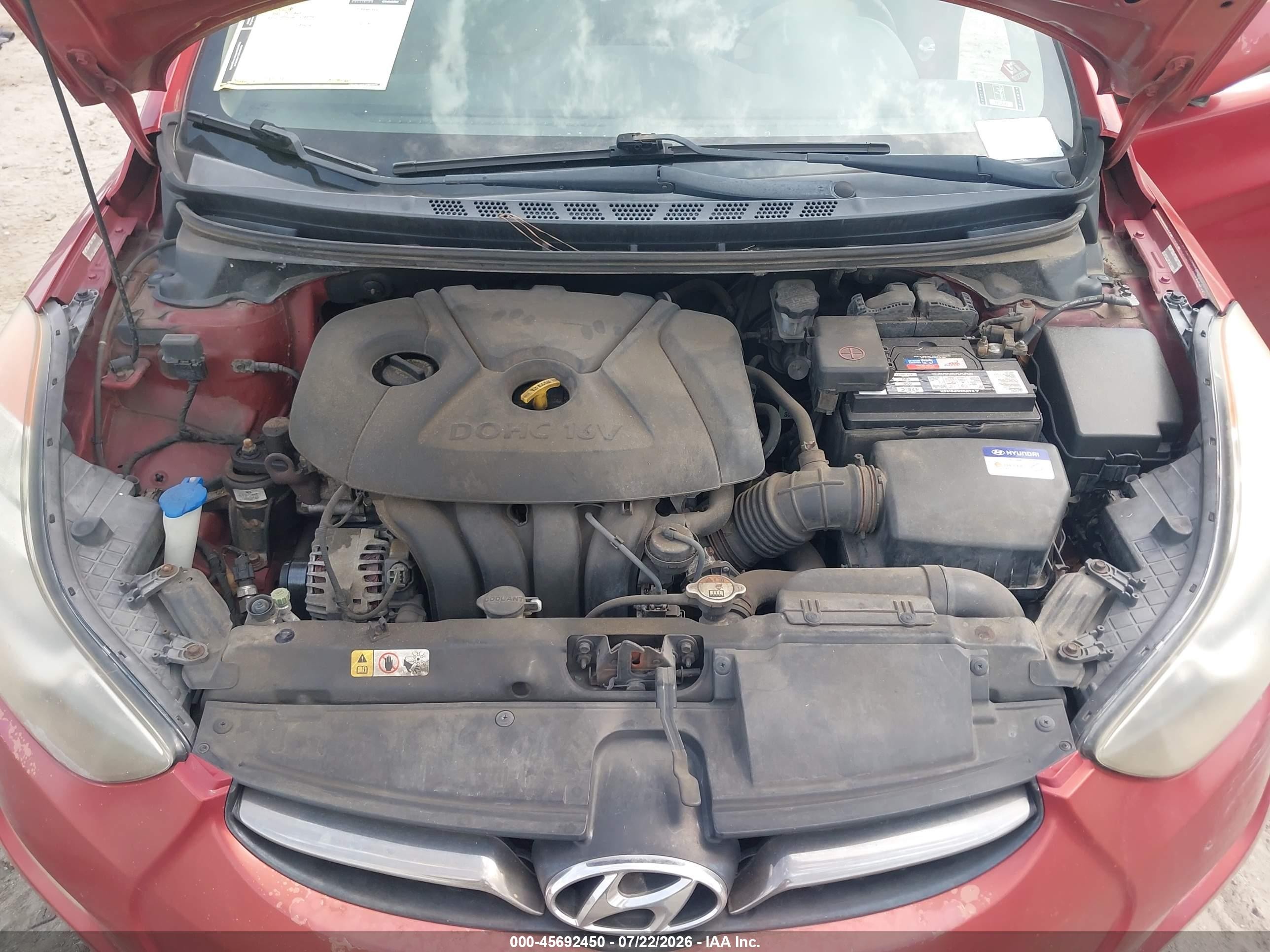 2012 Hyundai Elantra Limited (ulsan Plant) Красный vin: KMHDH4AE2CU243328