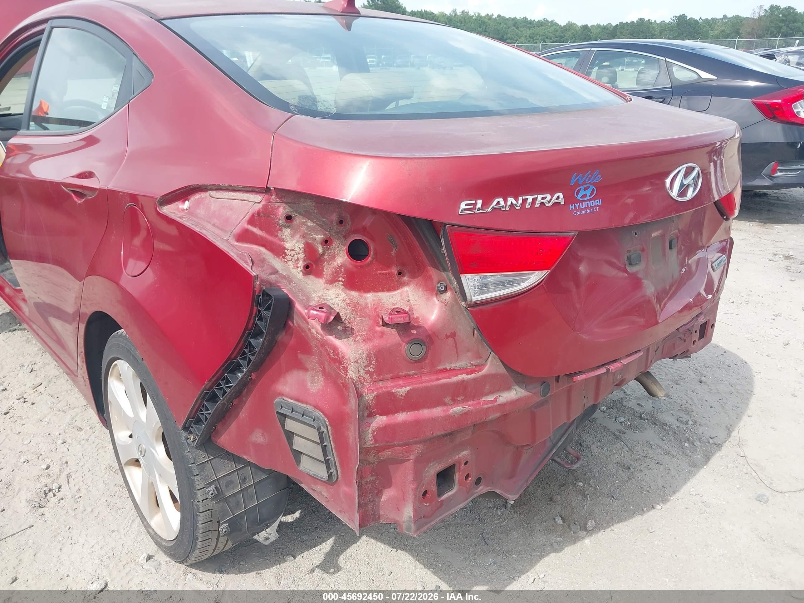 2012 Hyundai Elantra Limited (ulsan Plant) Красный vin: KMHDH4AE2CU243328