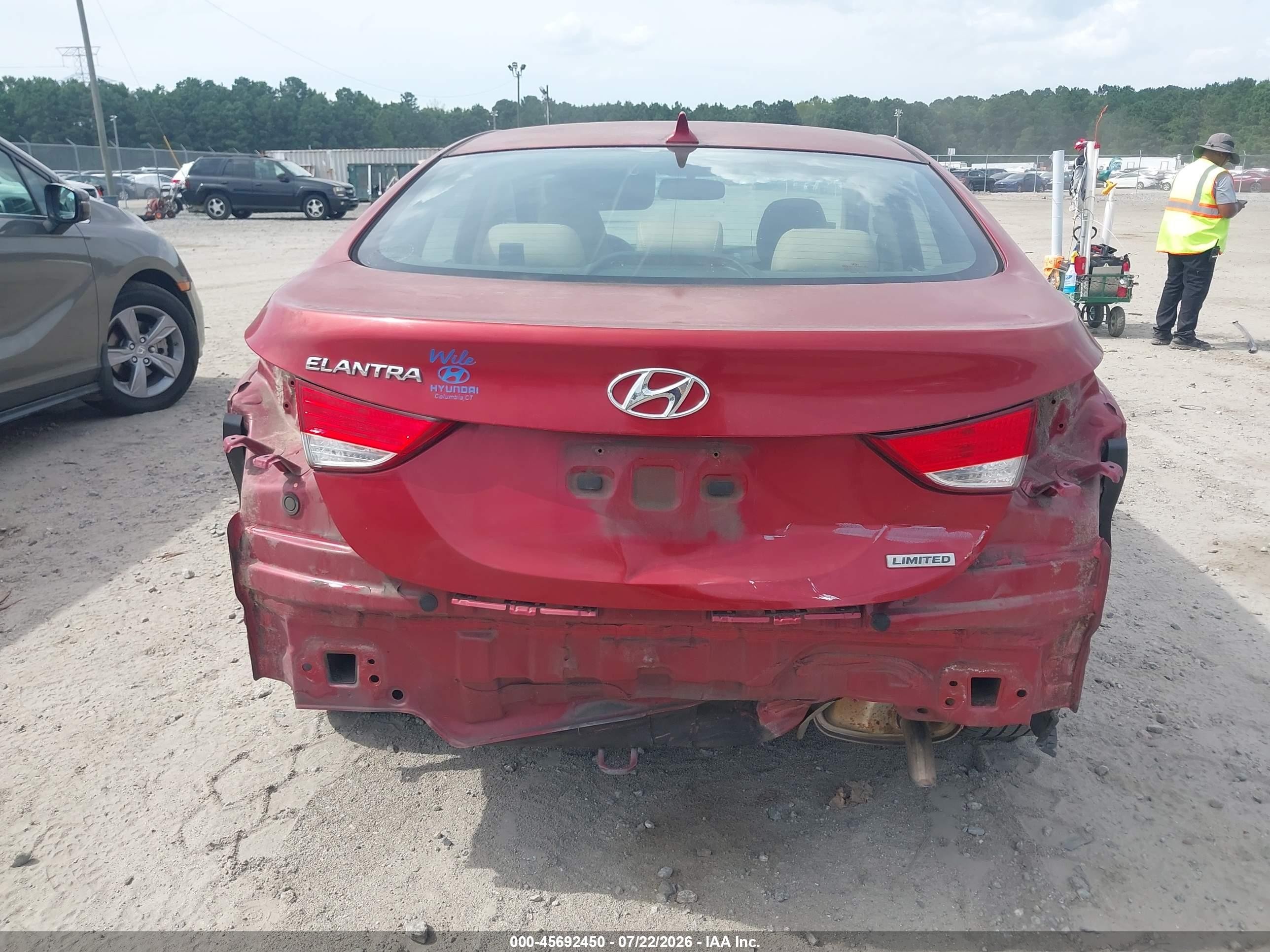 2012 Hyundai Elantra Limited (ulsan Plant) Красный vin: KMHDH4AE2CU243328