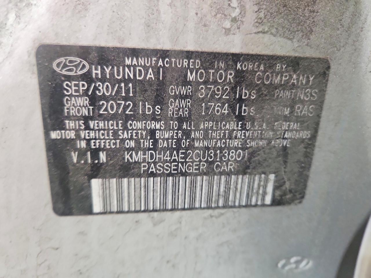 2012 Hyundai Elantra Gls Silver vin: KMHDH4AE2CU313801