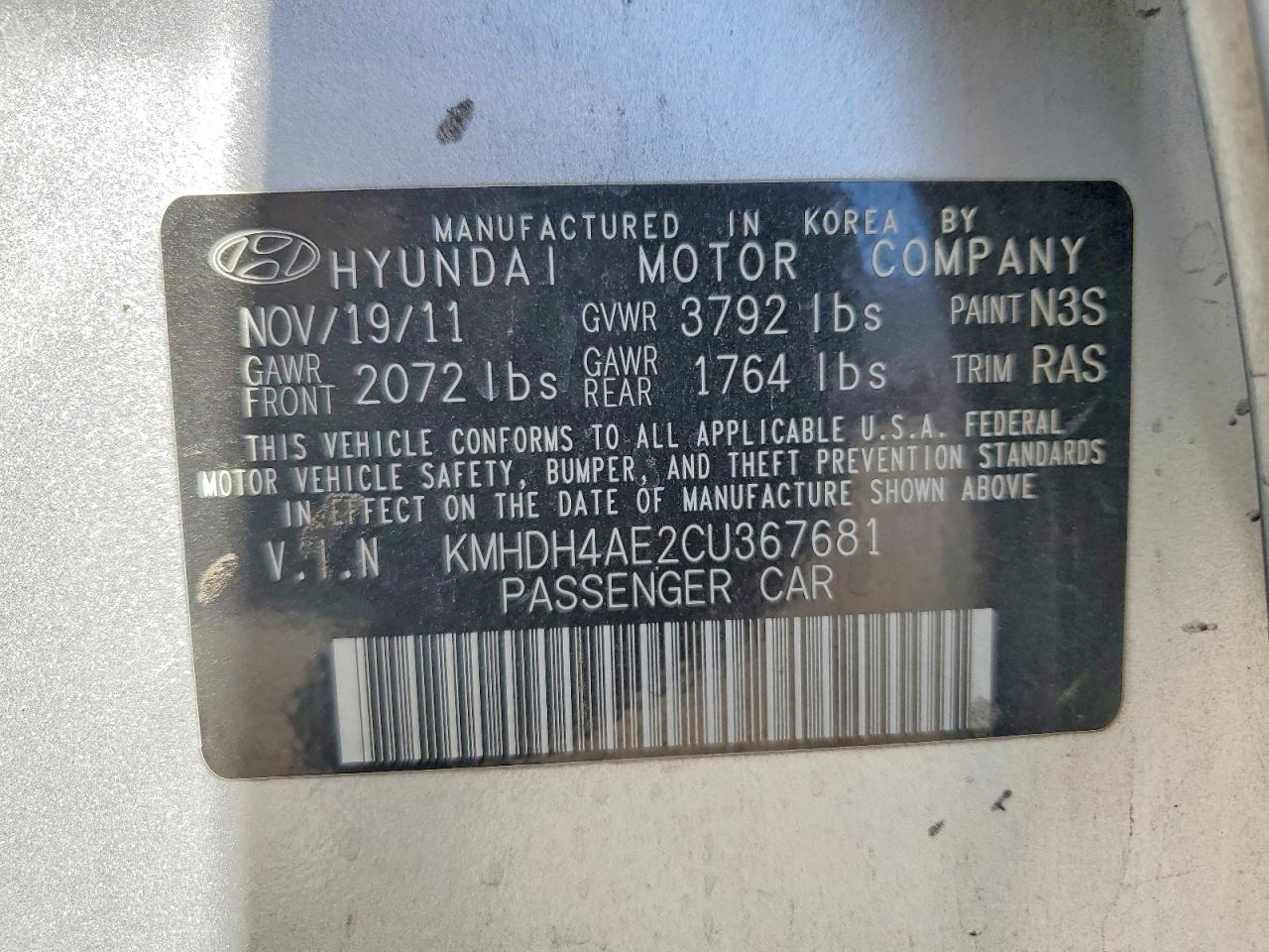 2012 Hyundai Elantra Gls Silver vin: KMHDH4AE2CU367681