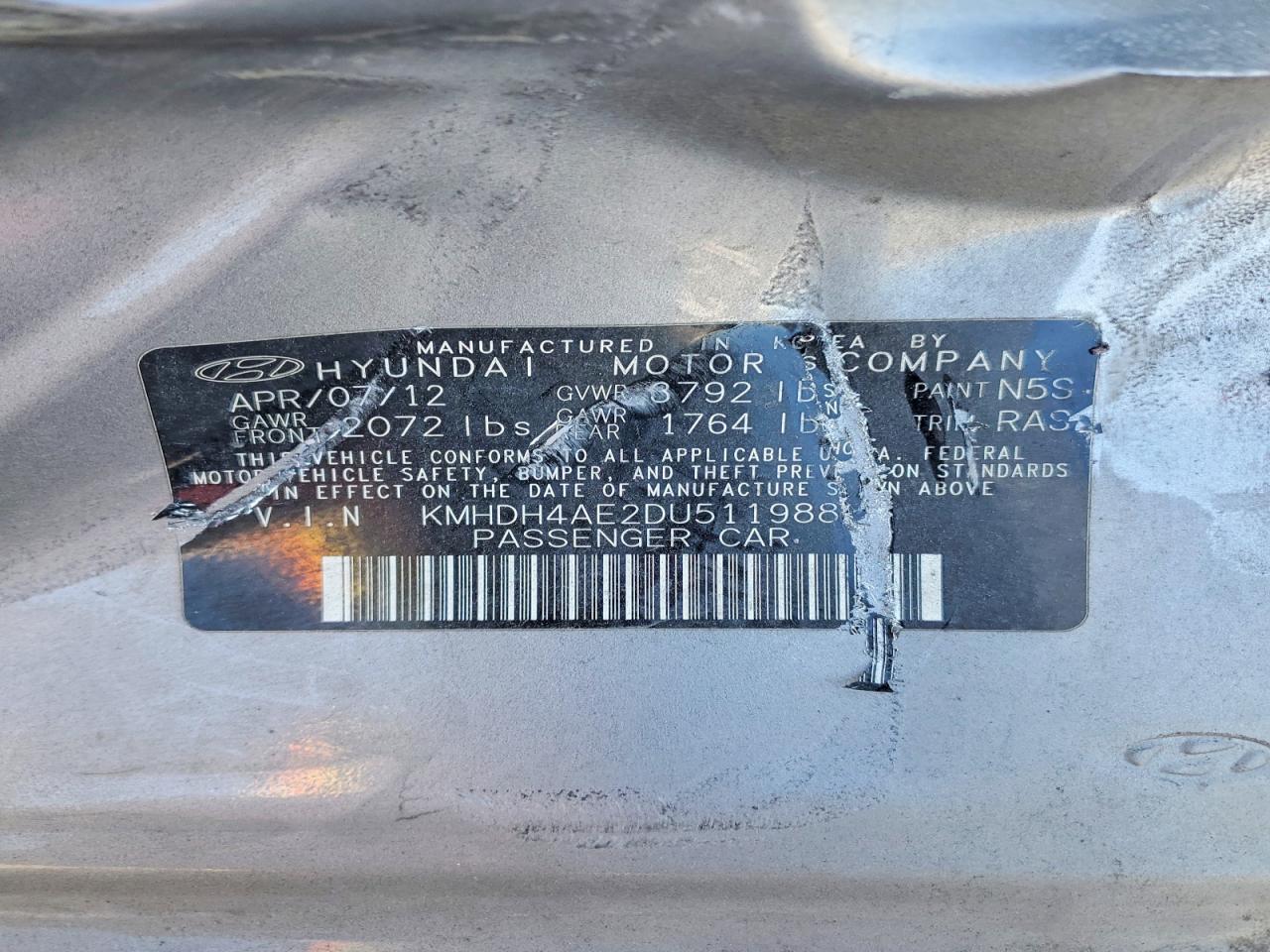 2013 Hyundai Elantra Gls Silver vin: KMHDH4AE2DU511988