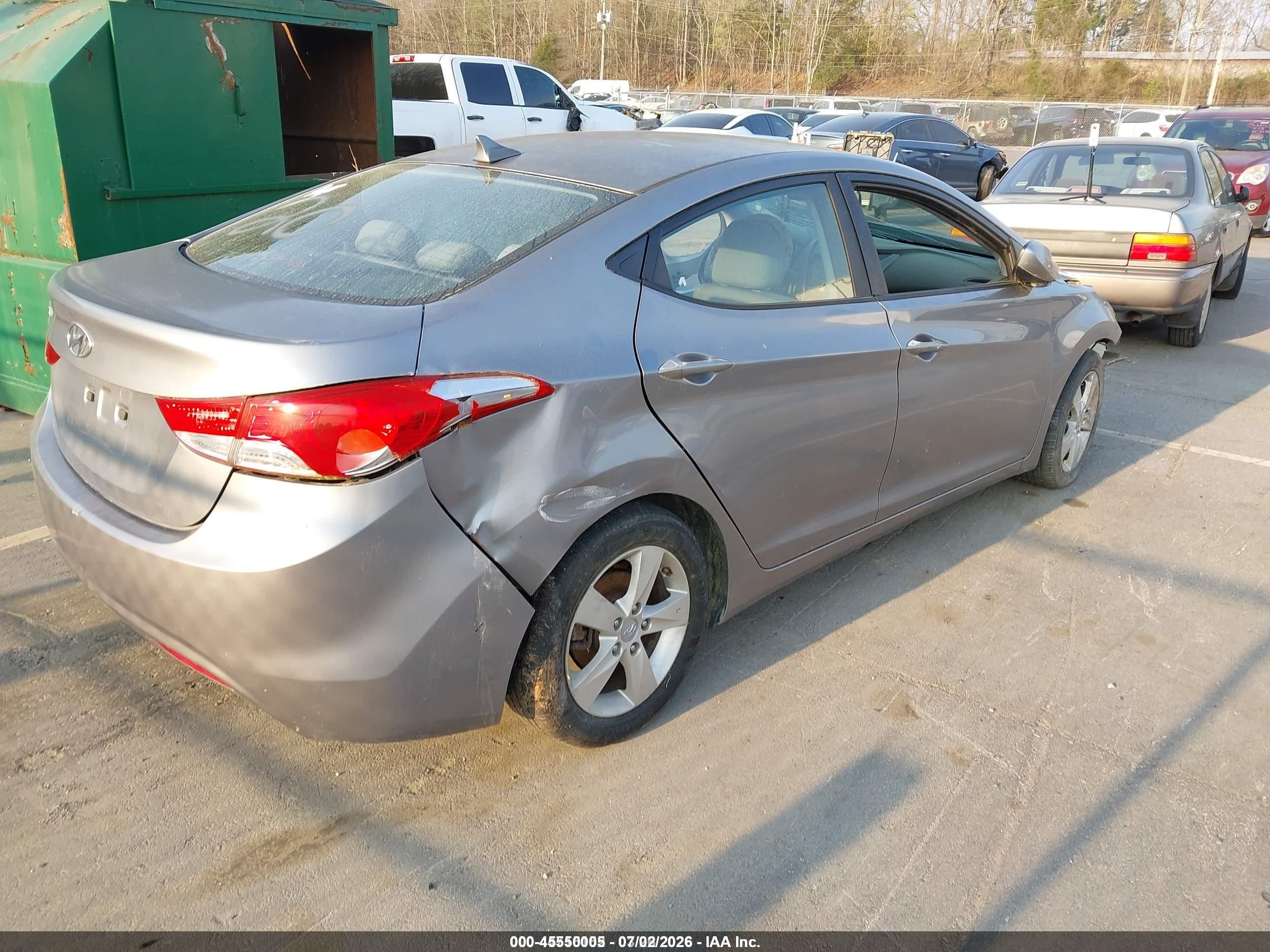 2013 Hyundai Elantra Gls/limited Gray vin: KMHDH4AE2DU514678