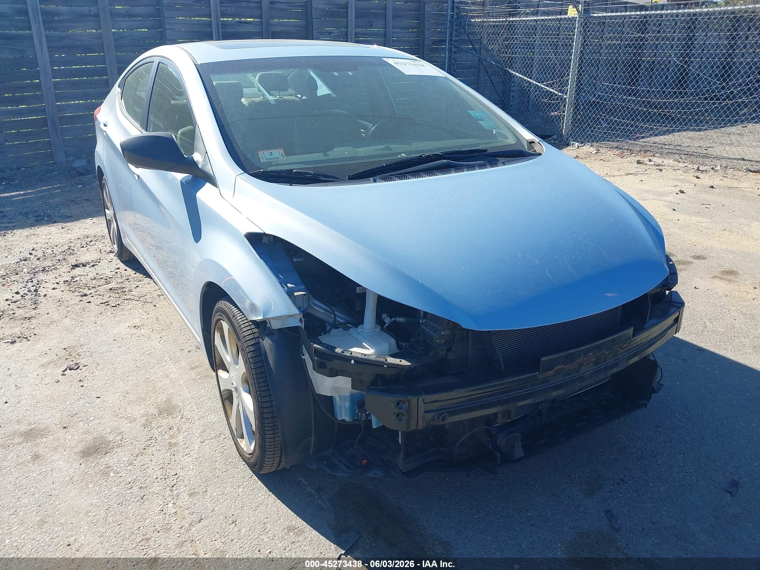 2013 Hyundai Elantra Limited Blue vin: KMHDH4AE2DU522814