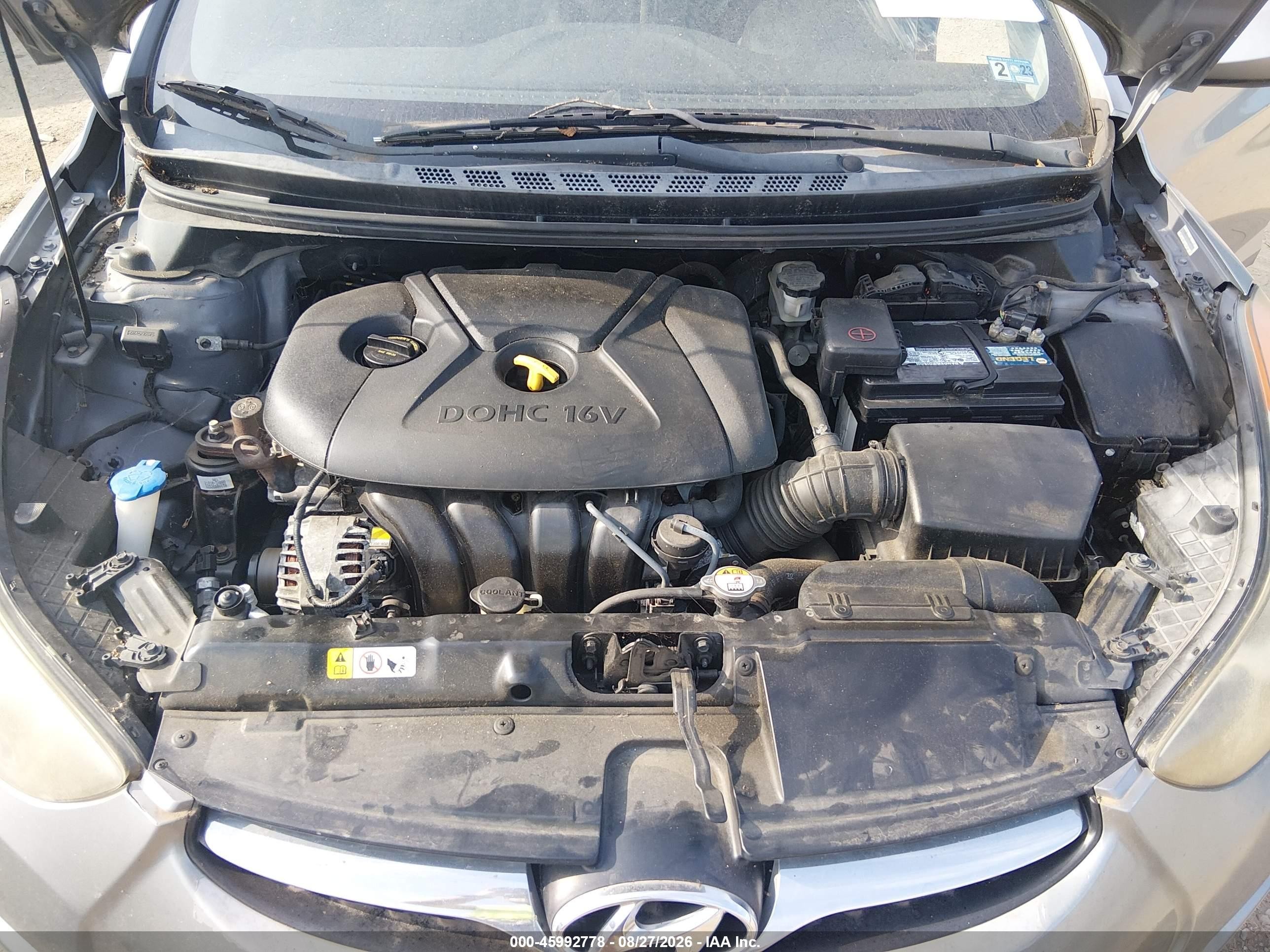 2013 Hyundai Elantra Gls Gray vin: KMHDH4AE2DU539077
