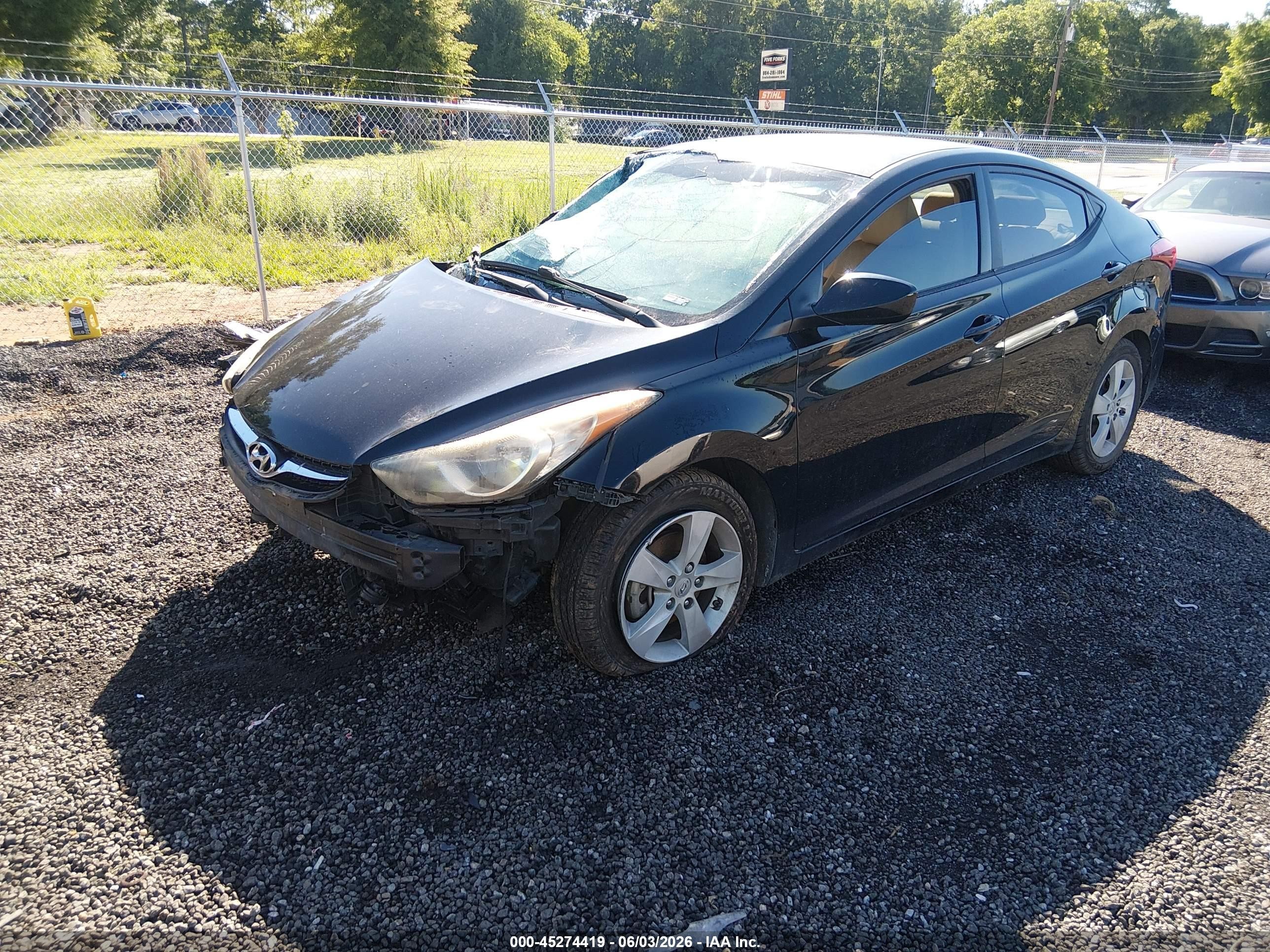 2013 Hyundai Elantra Gls Black vin: KMHDH4AE2DU571365