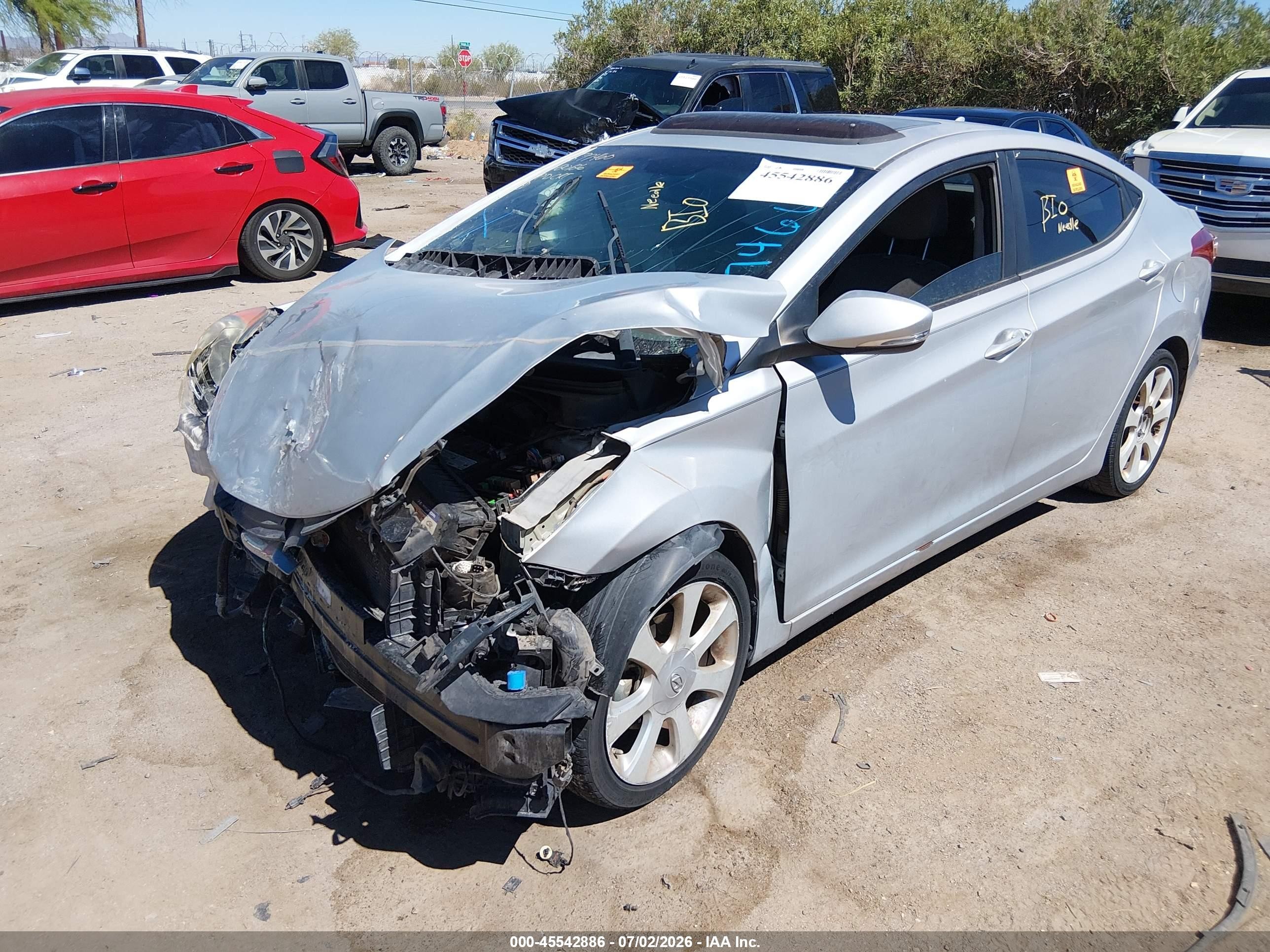 2013 Hyundai Elantra Limited Silver vin: KMHDH4AE2DU746696