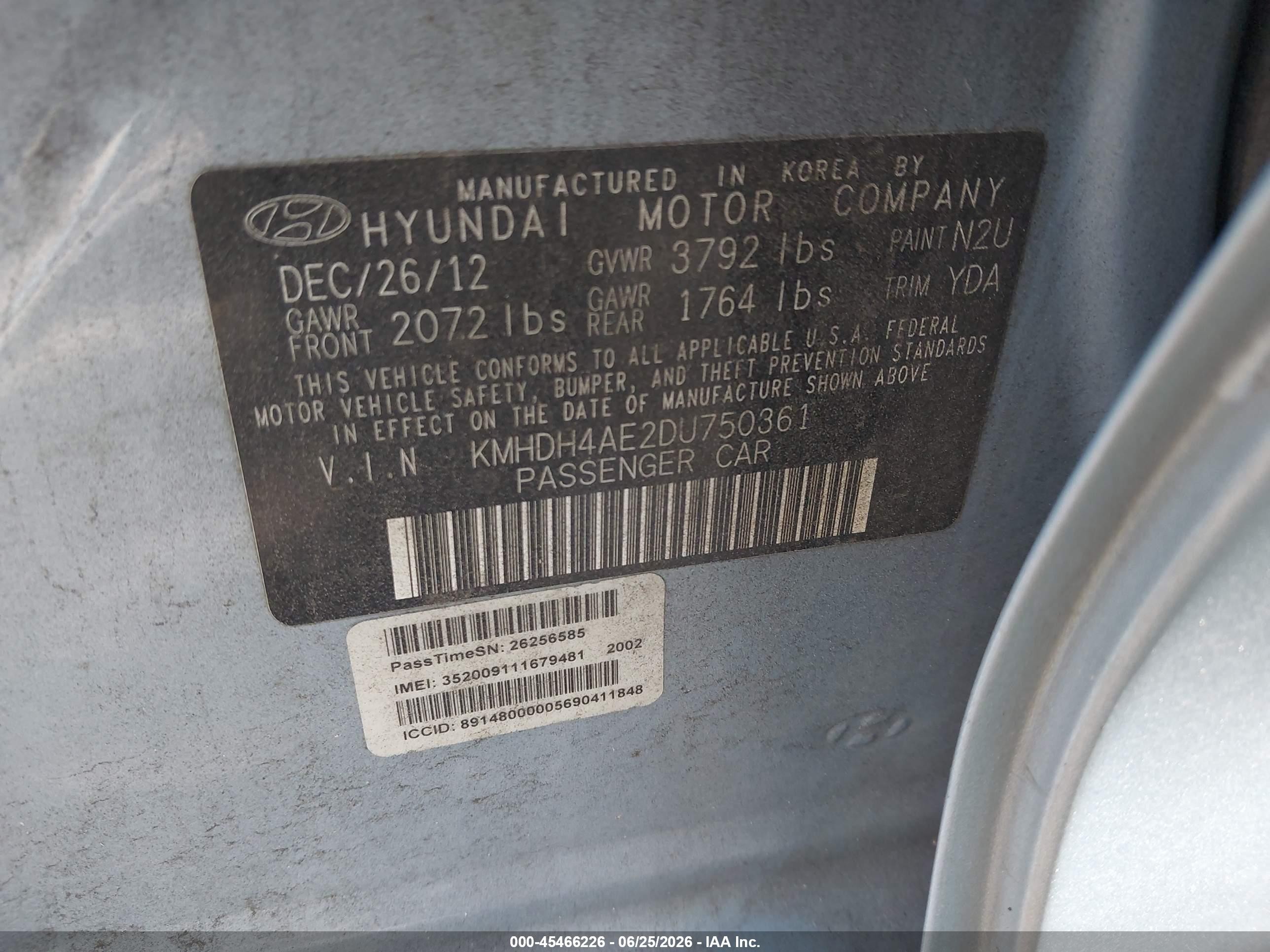 2013 Hyundai Elantra Gls Light Blue vin: KMHDH4AE2DU750361