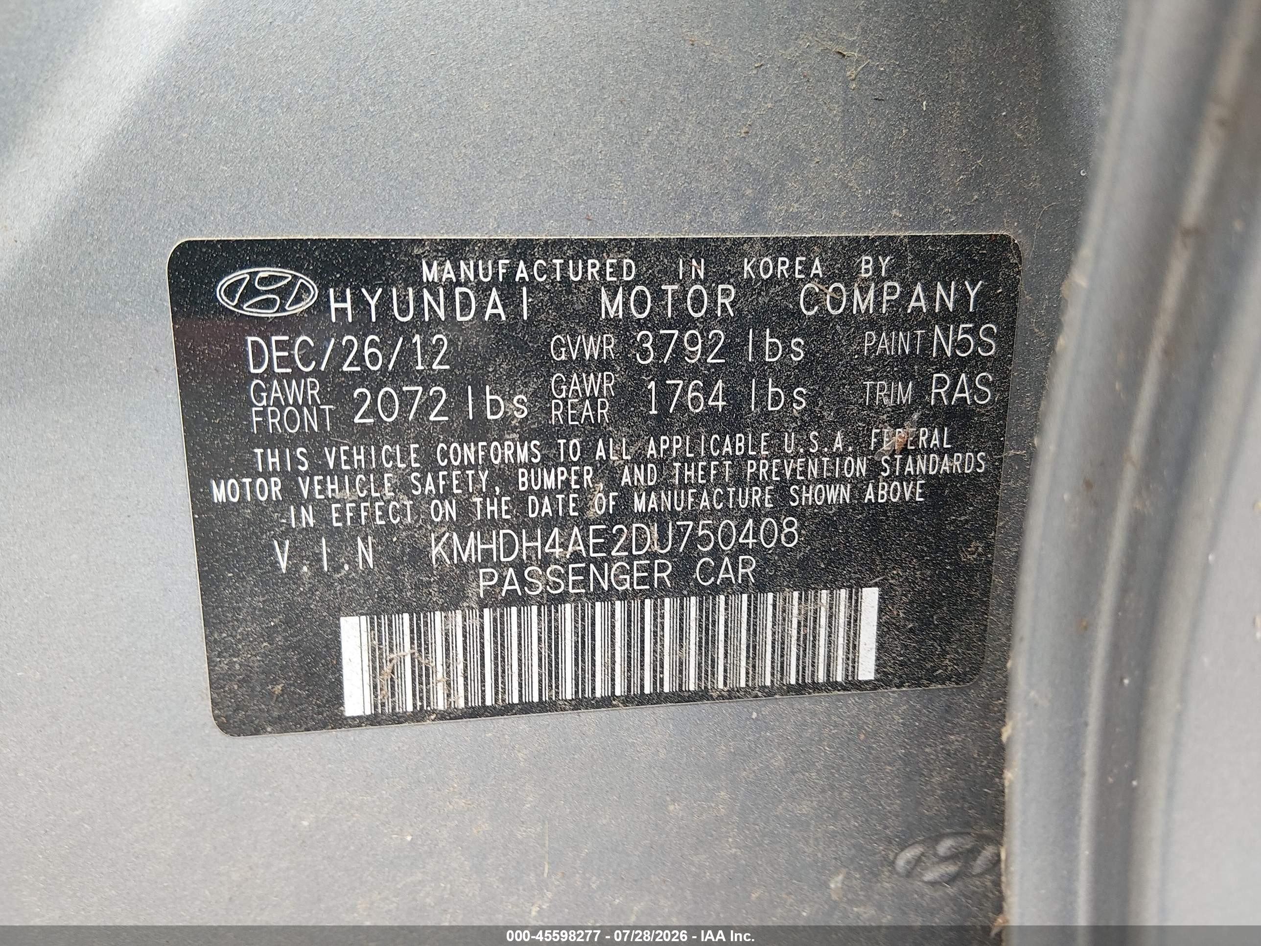 2013 Hyundai Elantra Gls Silver vin: KMHDH4AE2DU750408