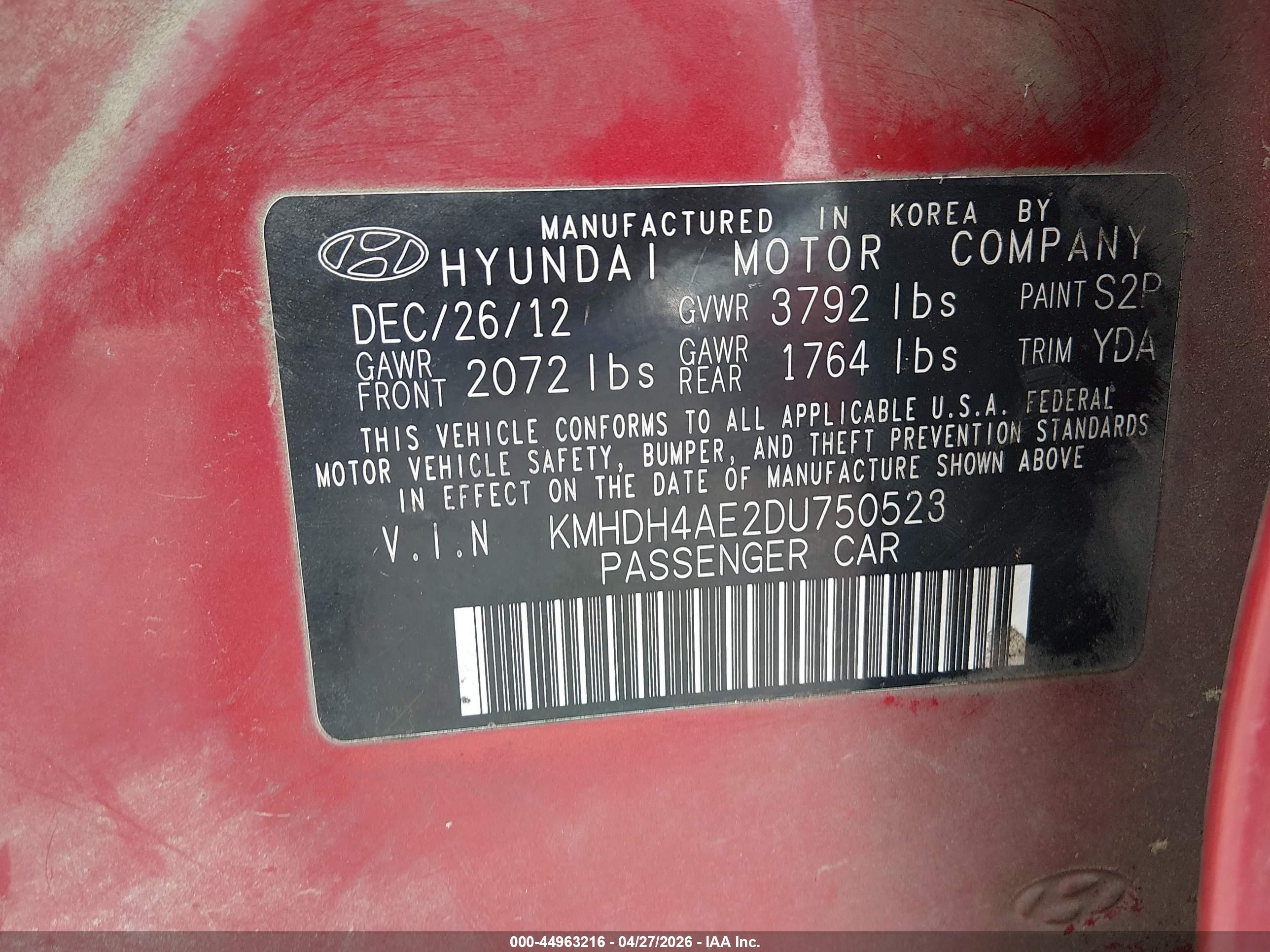 2013 Hyundai Elantra Gls Красный vin: KMHDH4AE2DU750523