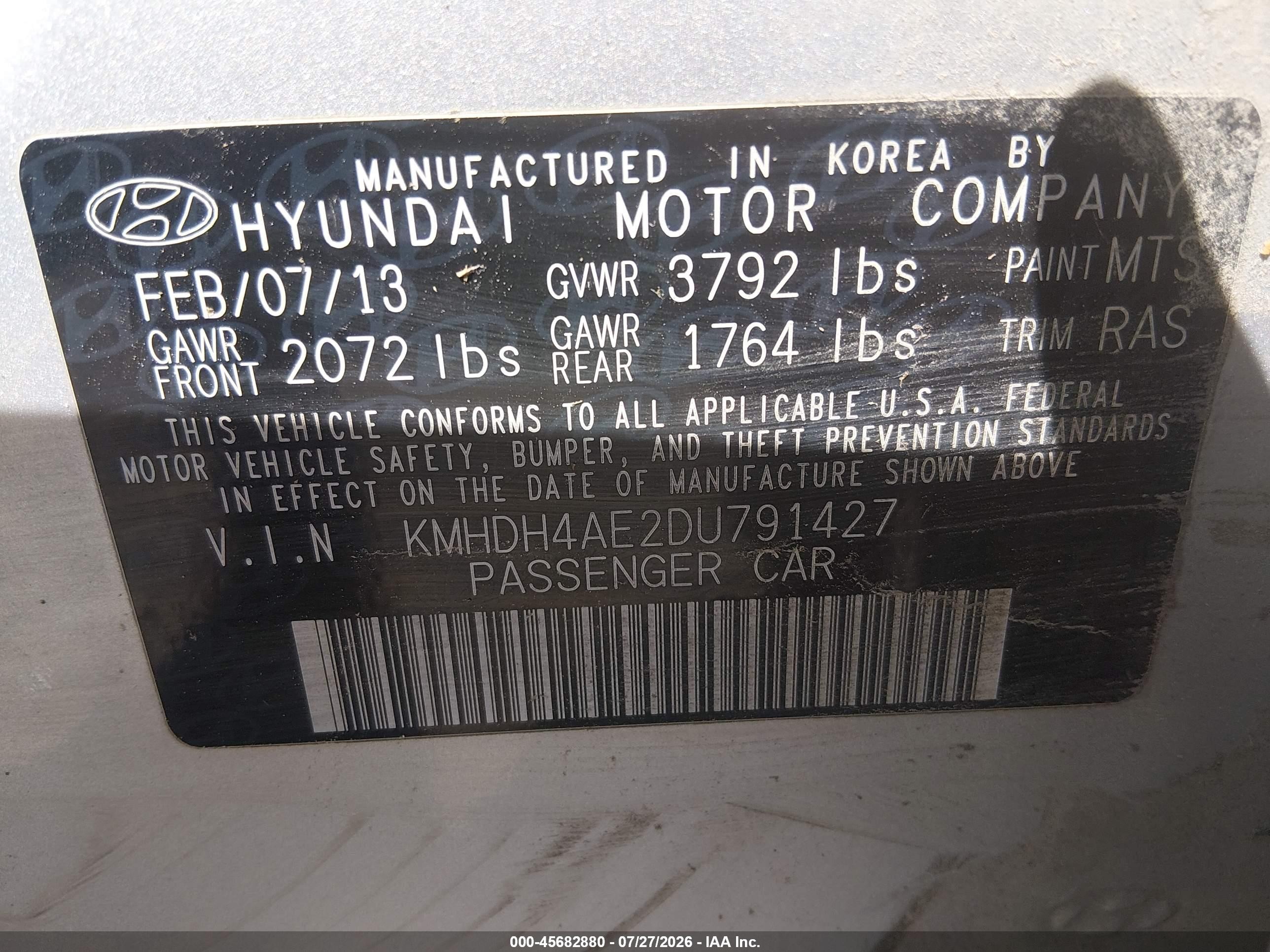 2013 Hyundai Elantra Gls Silver vin: KMHDH4AE2DU791427
