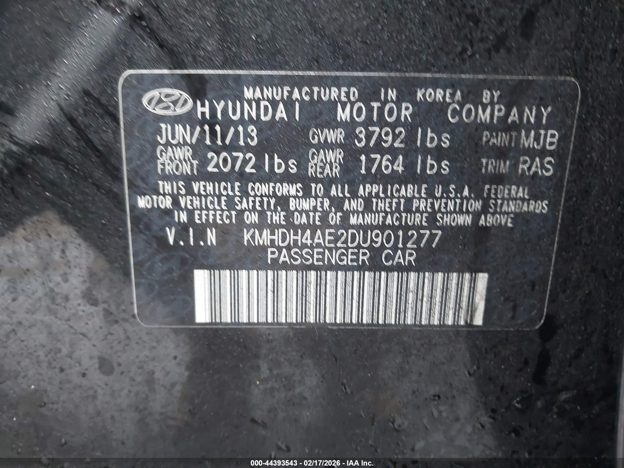 2013 Hyundai Elantra Gls Black vin: KMHDH4AE2DU901277