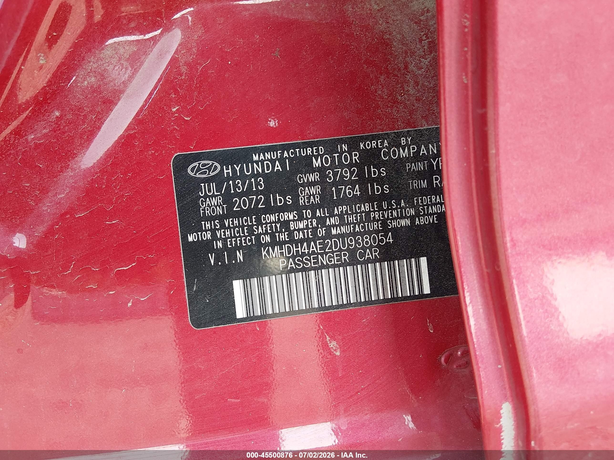 2013 Hyundai Elantra Gls Красный vin: KMHDH4AE2DU938054
