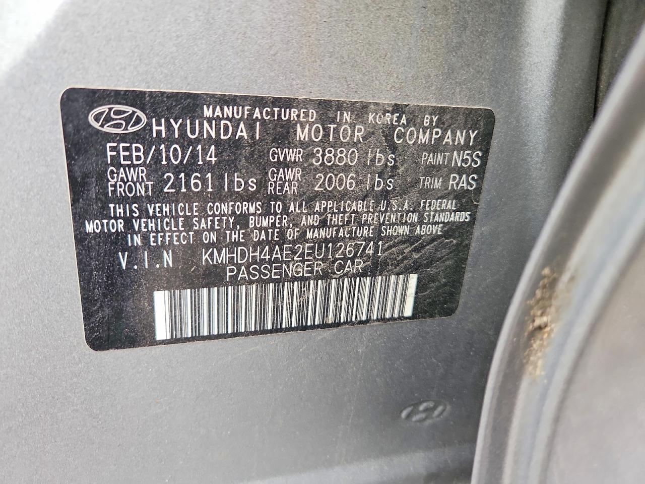 2014 Hyundai Elantra Se Серебряный vin: KMHDH4AE2EU126741