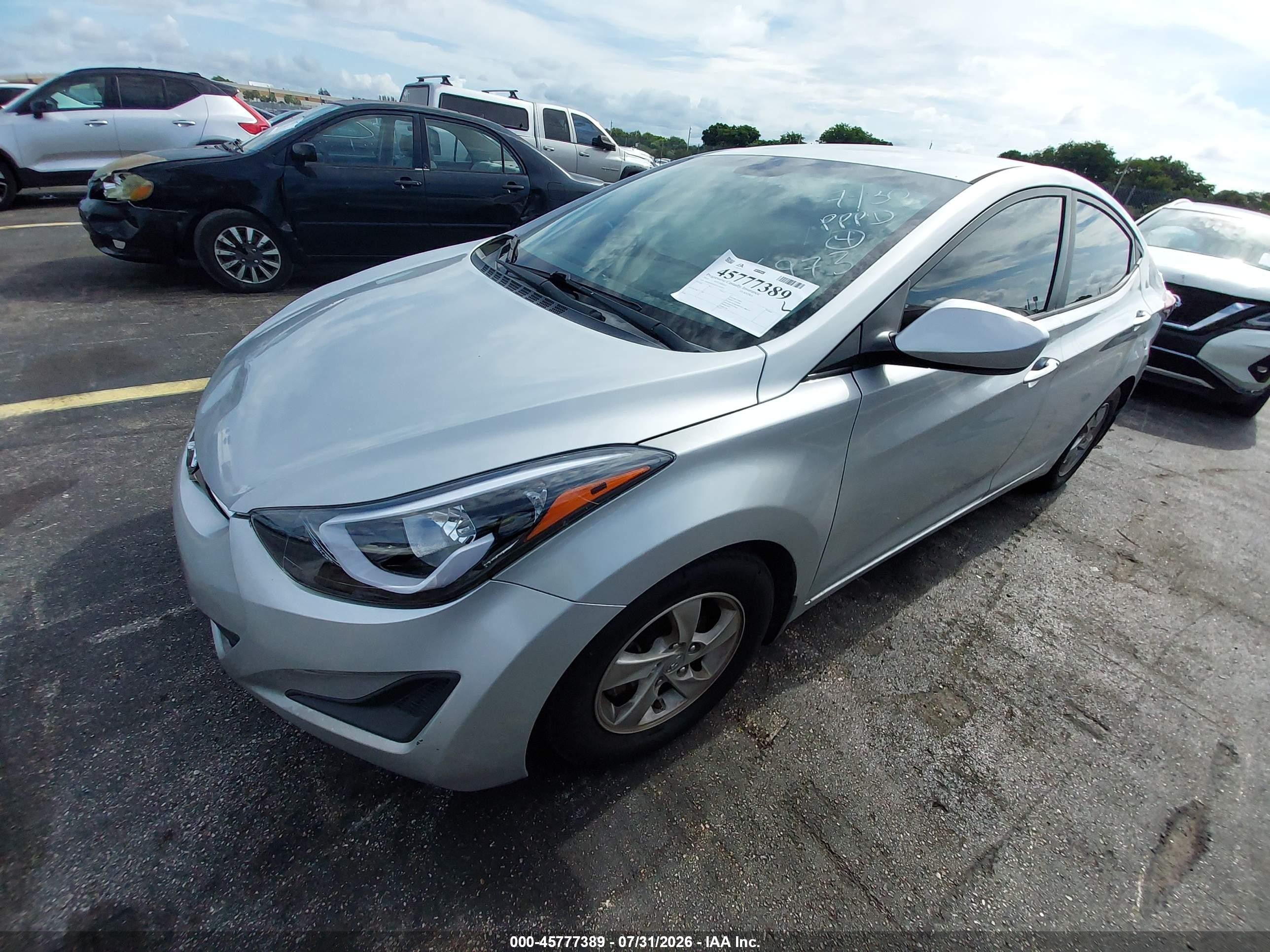 2014 Hyundai Elantra Se Silver vin: KMHDH4AE2EU216973