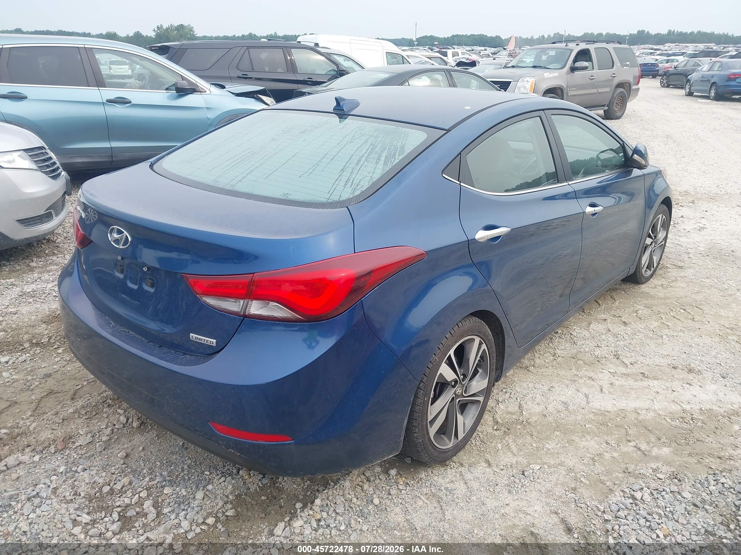 2015 Hyundai Elantra Limited Blue vin: KMHDH4AE2FU282974