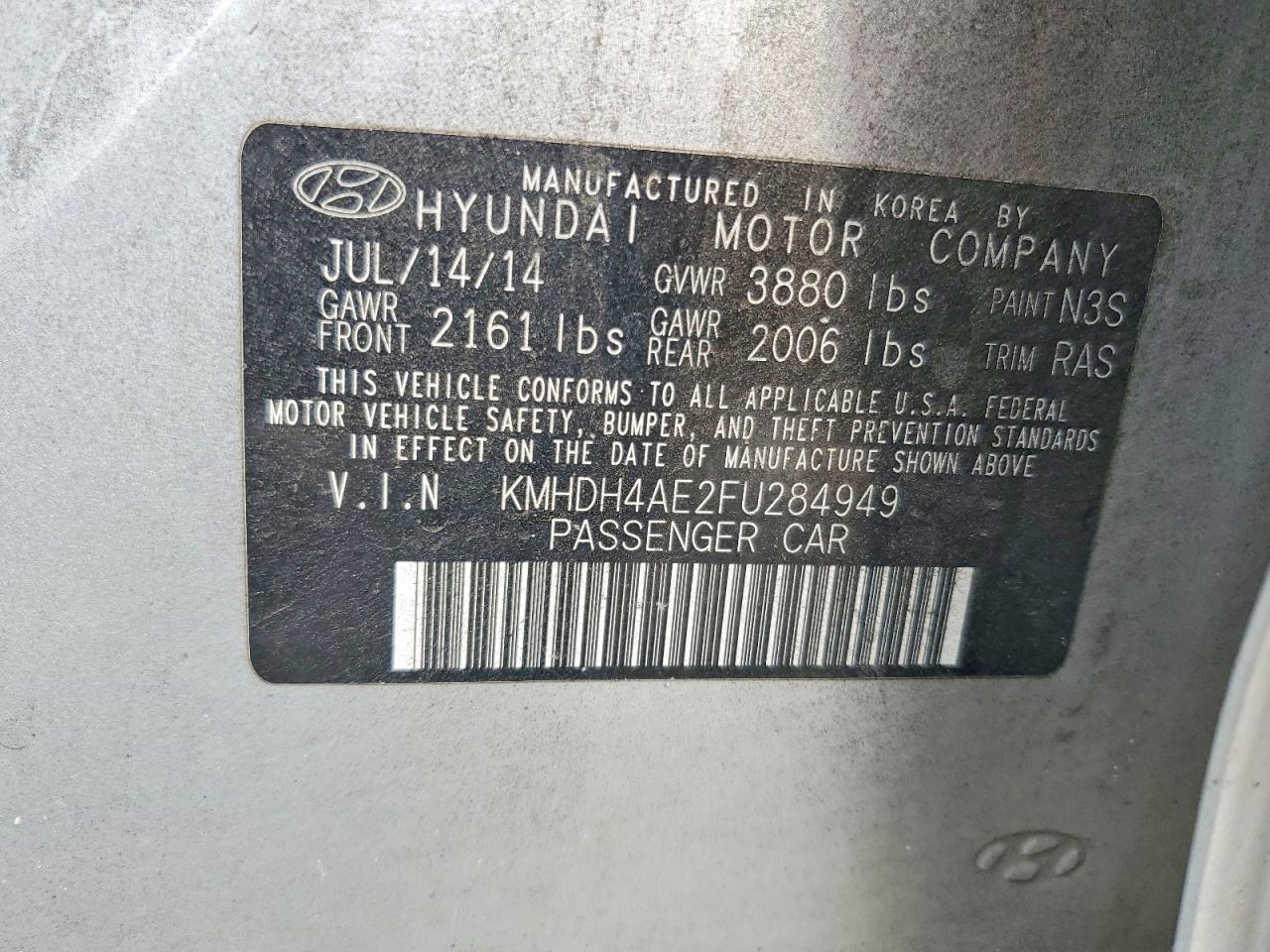 2015 Hyundai Elantra Limited Silver vin: KMHDH4AE2FU284949