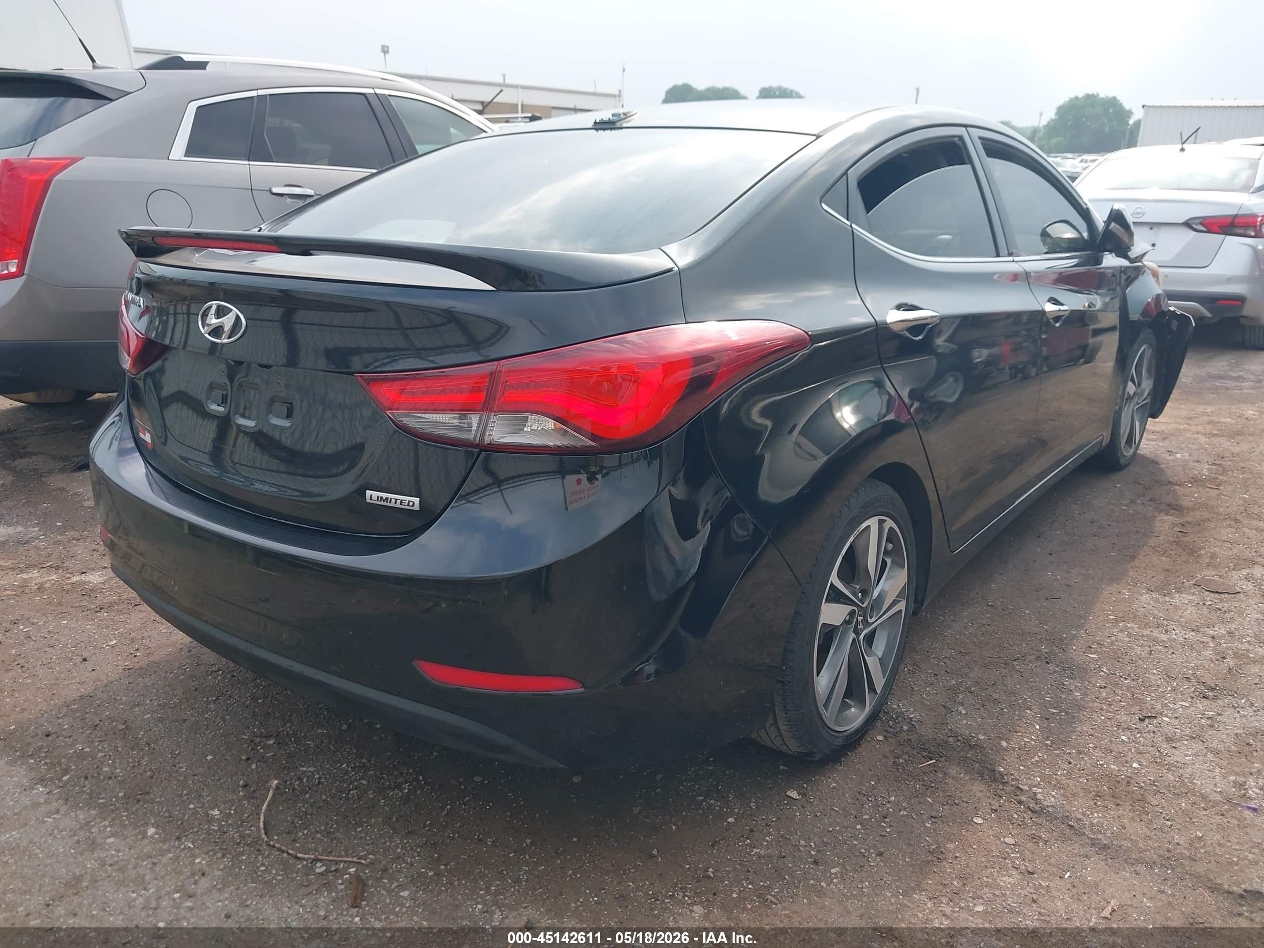 2015 Hyundai Elantra Limited Black vin: KMHDH4AE2FU300972