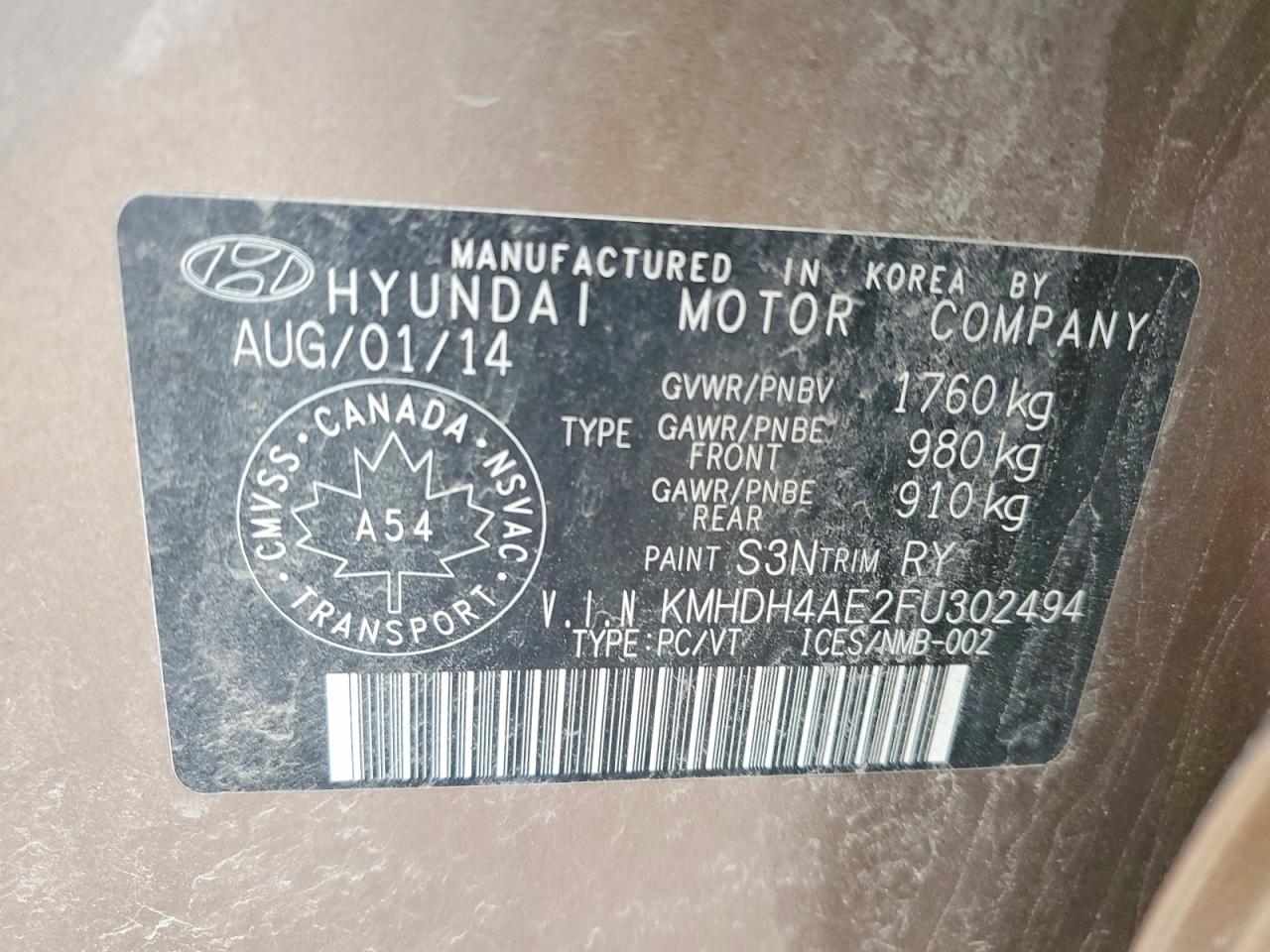 2015 Hyundai Elantra Se Brown vin: KMHDH4AE2FU302494