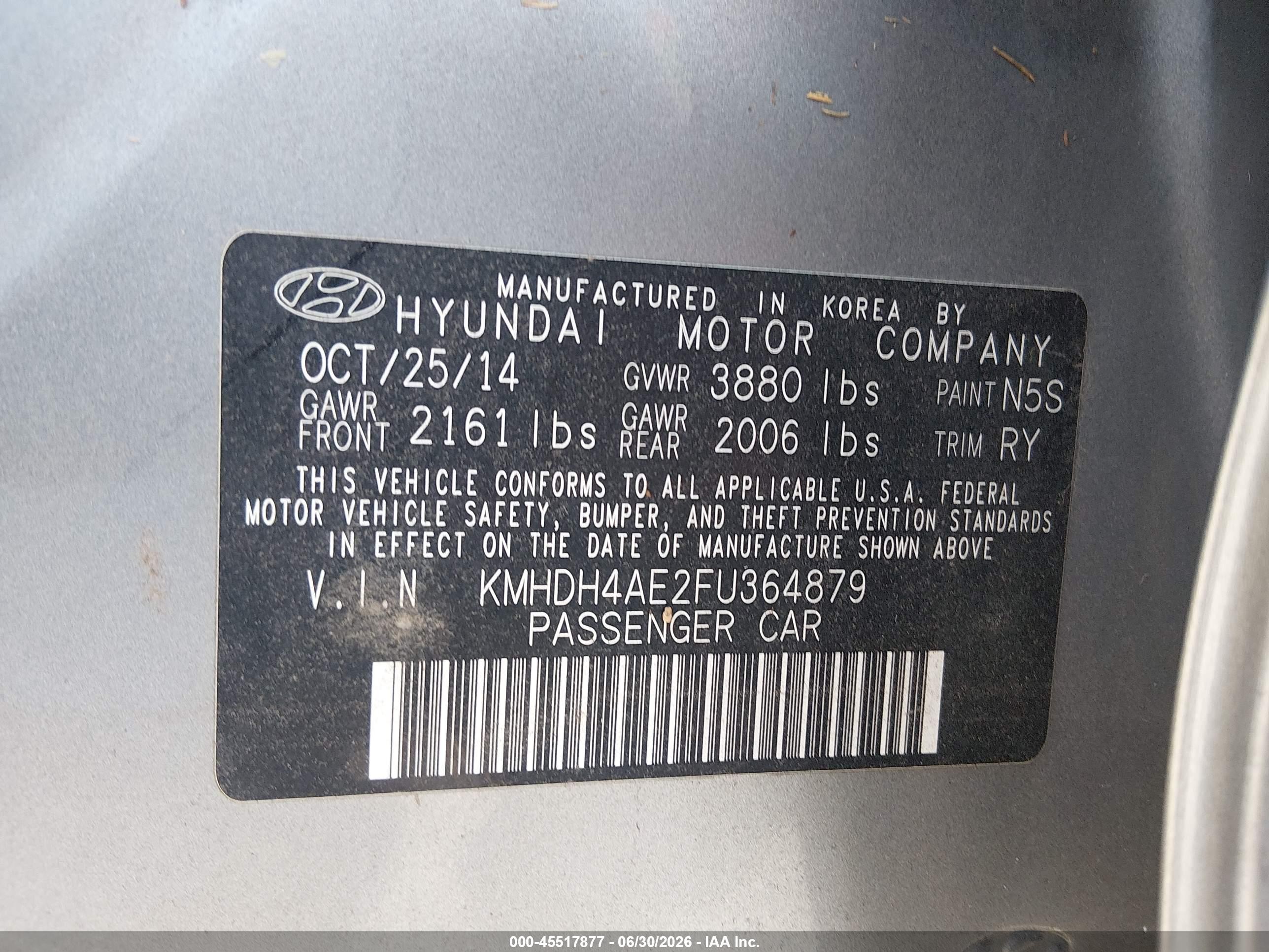 2015 Hyundai Elantra Limited Silver vin: KMHDH4AE2FU364879