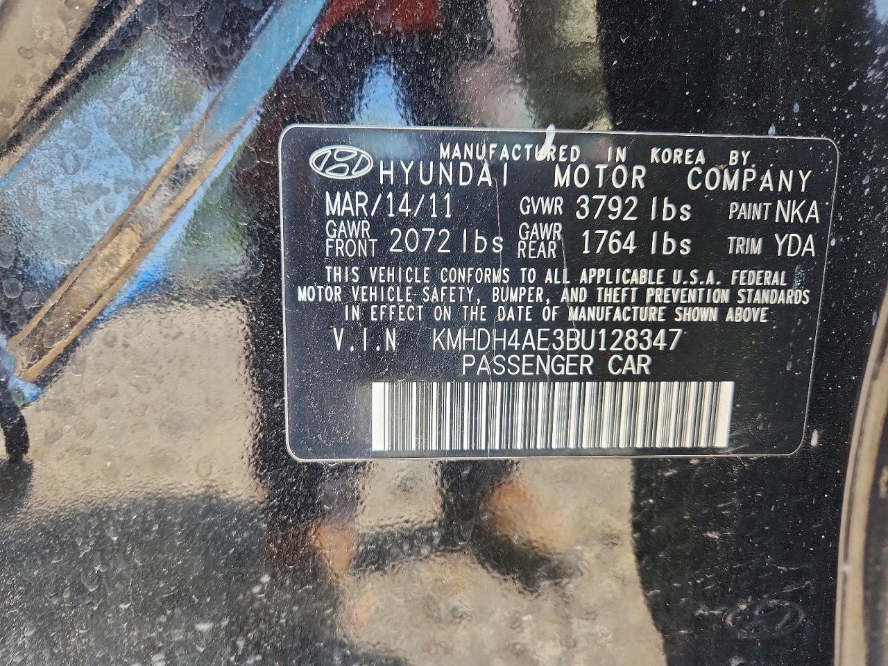 2011 Hyundai Elantra Gls Черный vin: KMHDH4AE3BU128347