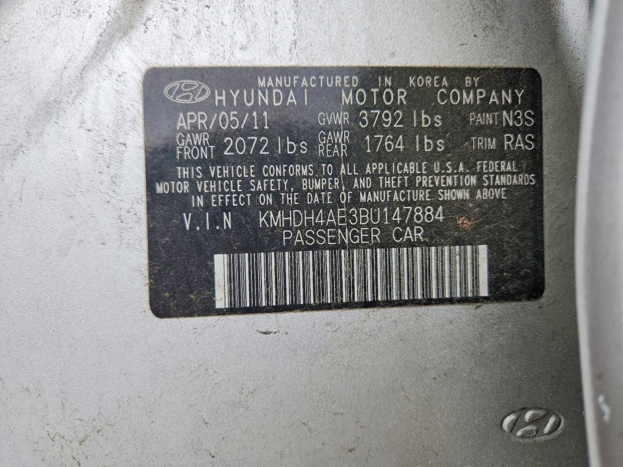 2011 Hyundai Elantra Gls Silver vin: KMHDH4AE3BU147884